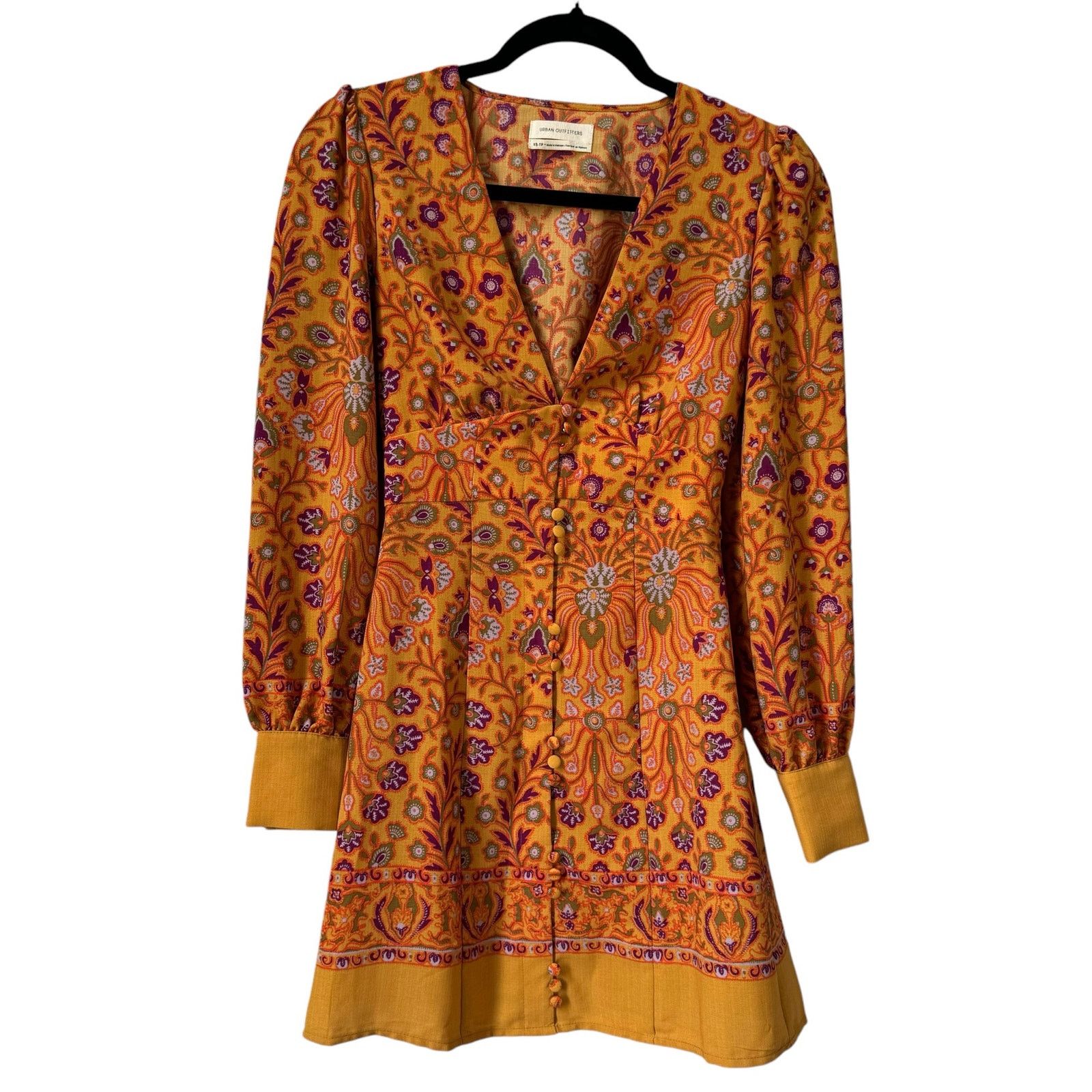 urban outfitters mini dresses UO Mabel Black Blue Floral High-Neck Empire Dres  Vanessa Jane neck Spaghetti straps 100% cotton Machine wash Urban Outfitters Yellow Dragon Mini