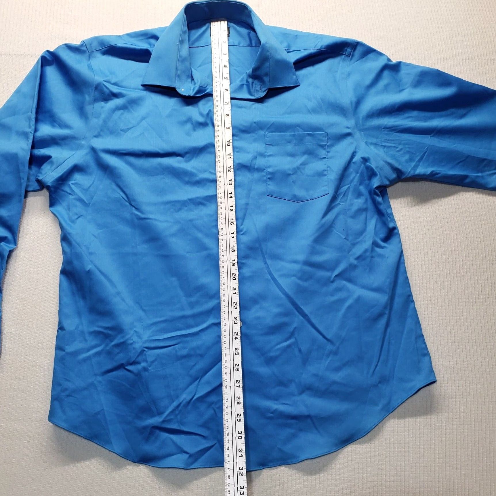 Arrow Arrow Shirt Men Button-Up Solid Blue Long Sleeve 18 34/35 Regular Fit Cotton Blend Polo Collar Button-Front Size US XXL / EU 58 / 5 - 7 Thumbnail