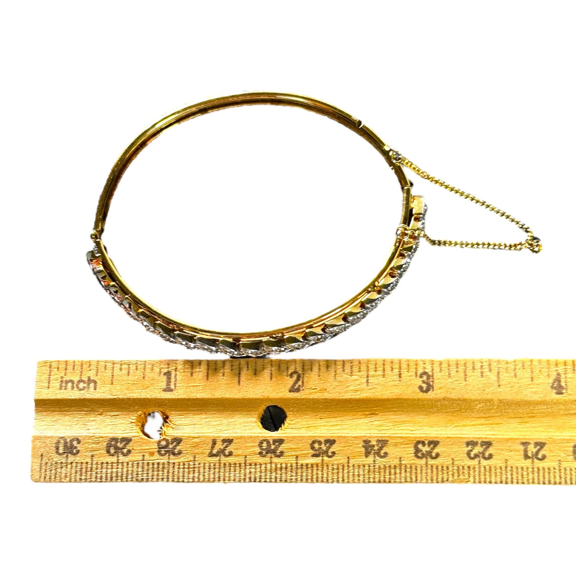 Vintage Elegant Cubic Zirconia Leaf Design Golden Bangle Bracelet Size ONE SIZE - 3 Thumbnail