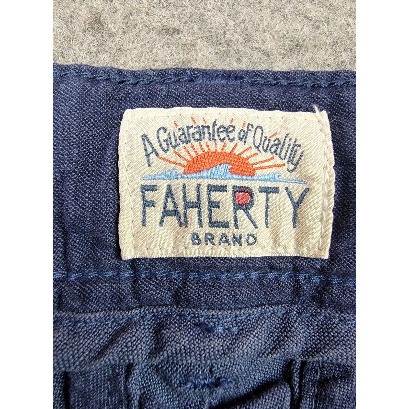 Faherty Faherty Mens 34 Chino Shorts Blue Linen Cotton Zip Fly Pockets Casual Summer Size US 34 / EU 50 - 6 Thumbnail