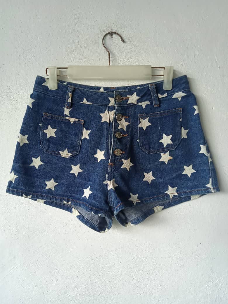 Japanese Brand Star Print Short Denim Size 27" / US 4 / IT 40 - 1 Thumbnail