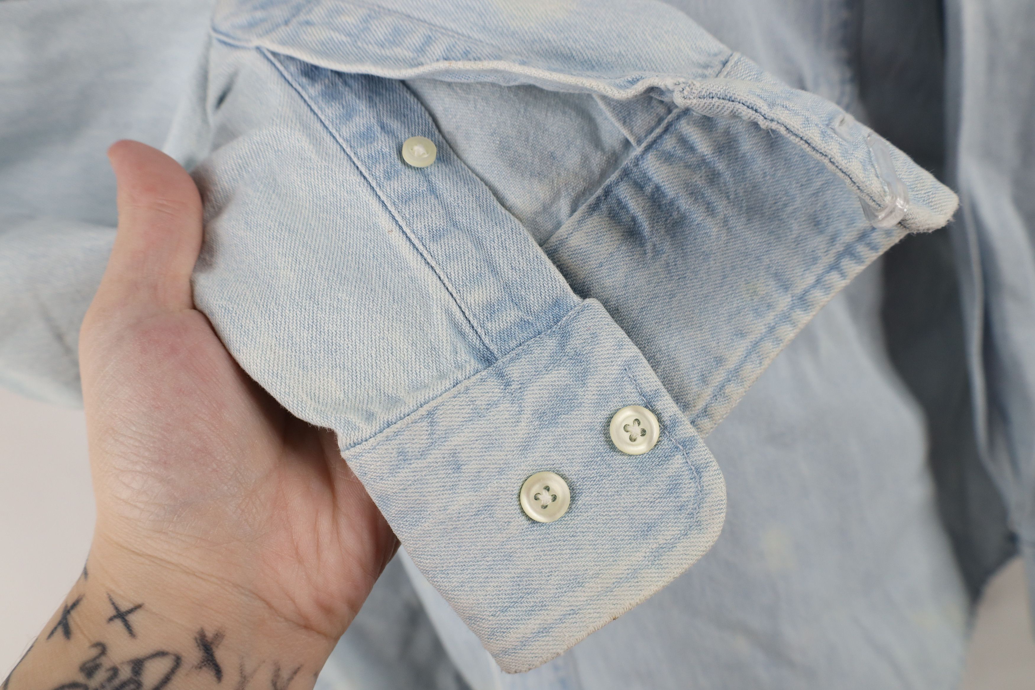 L.L. Bean × Vintage Vintage 90s LL Bean Denim Jean Button Shirt Blue Cotton Size US M / EU 48-50 / 2 - 9 Thumbnail