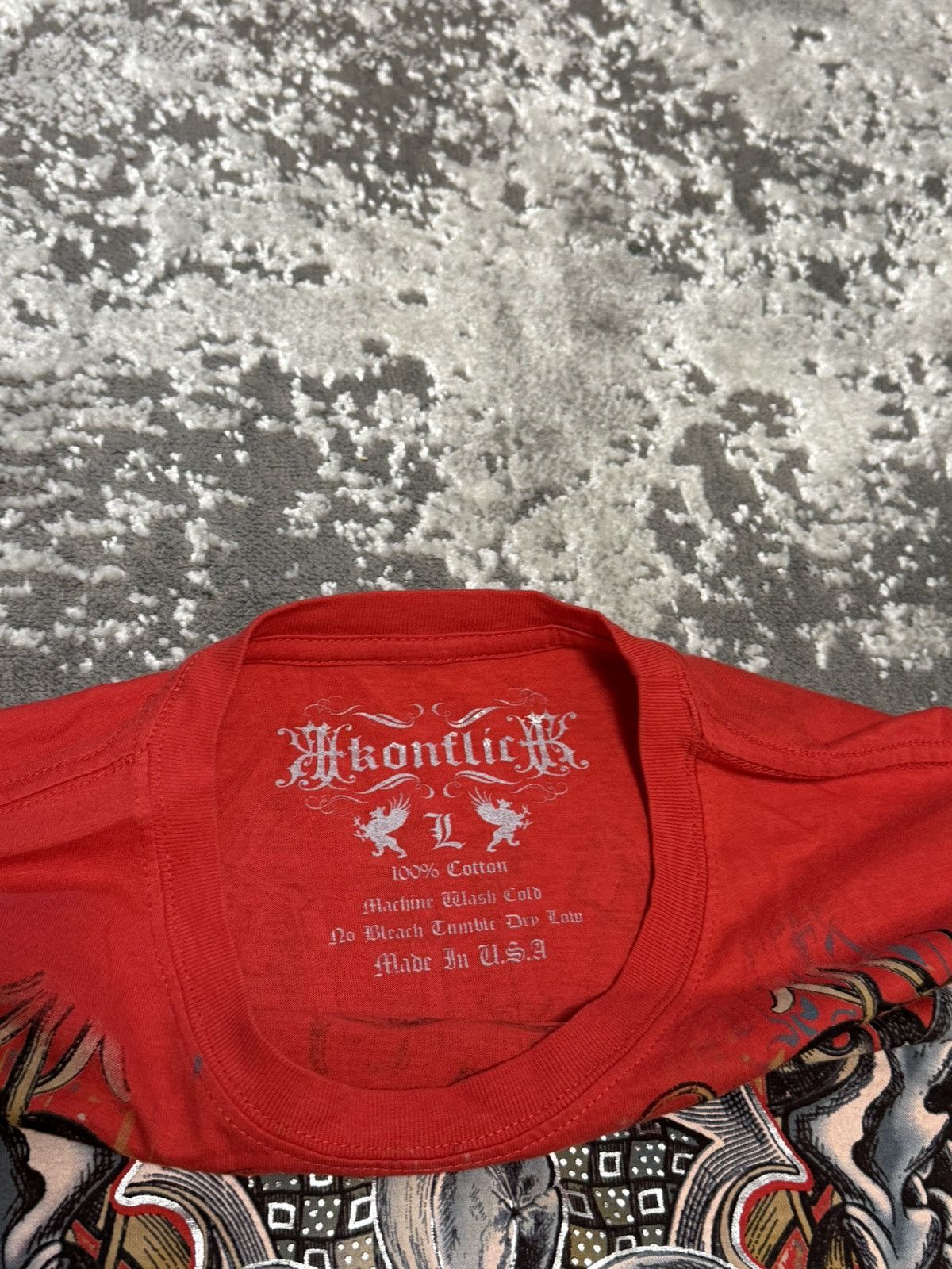 Affliction VINTAGE KONFLIC Y2K CROSS TRIBAL PRINT MADE IN USA T-SHIRT Size US L / EU 52-54 / 3 - 5 Thumbnail