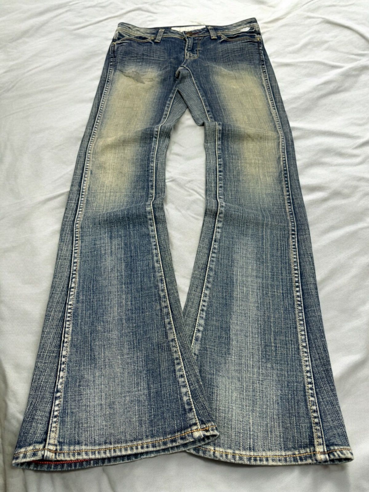 Pre-owned Gostar De Fuga X Hysteric Glamour Brappers Japan Panel Mud Wash Low Rise Flared Jeans