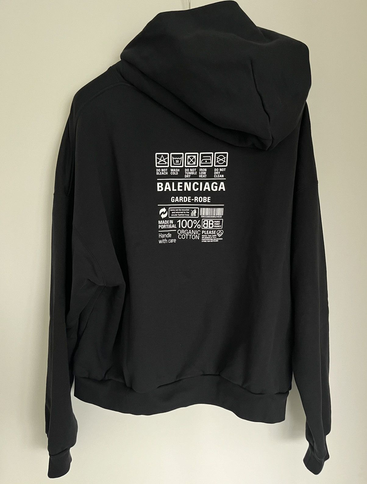 image of Balenciaga Garde-Robe Care Label Hoodie in Black, Men's (Size Medium)