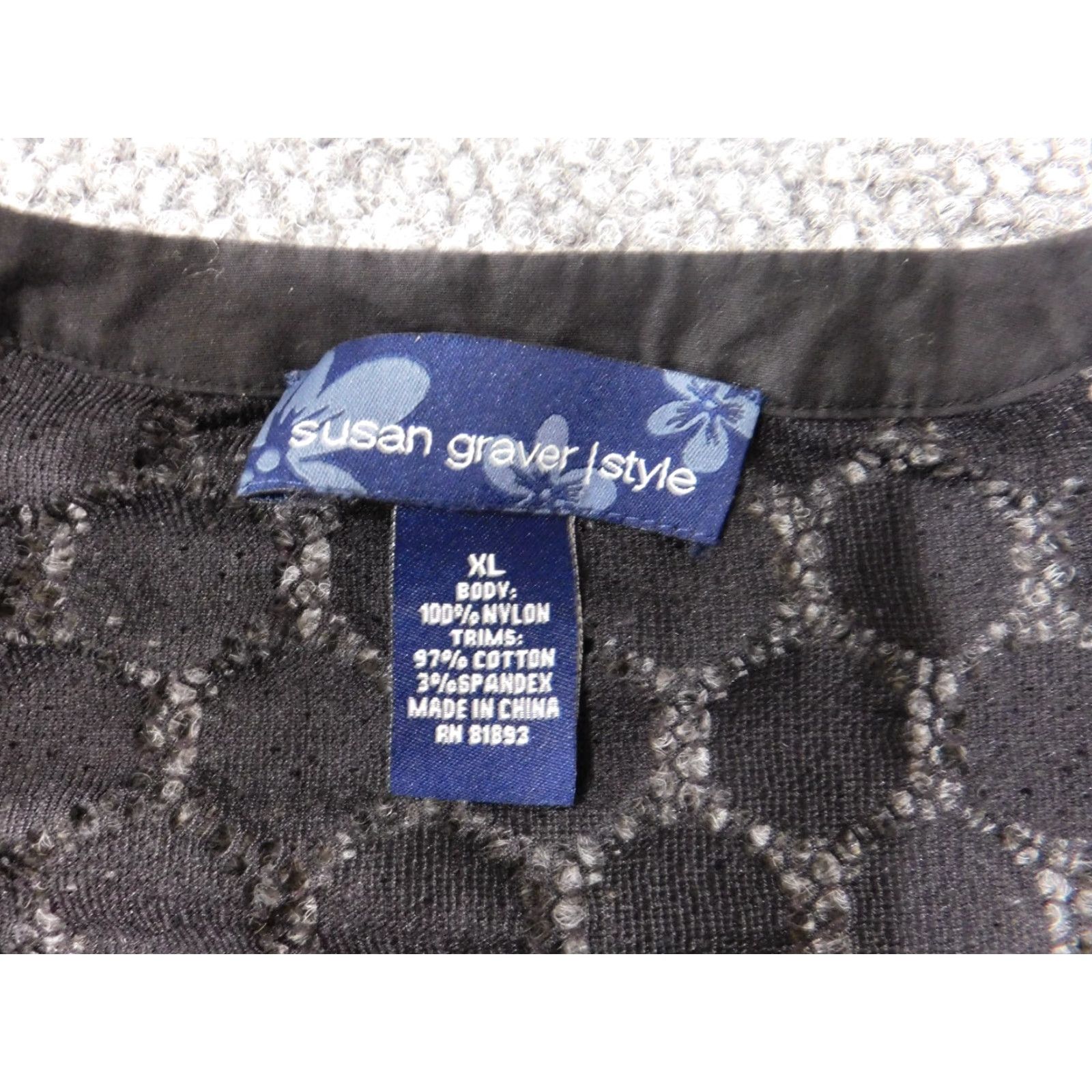Vintage Susan Graver Blouse XL Womens V-Neck Lace Sheer Nylon Pullover Black Top Size XL / US 12-14 / IT 48-50 - 4 Thumbnail