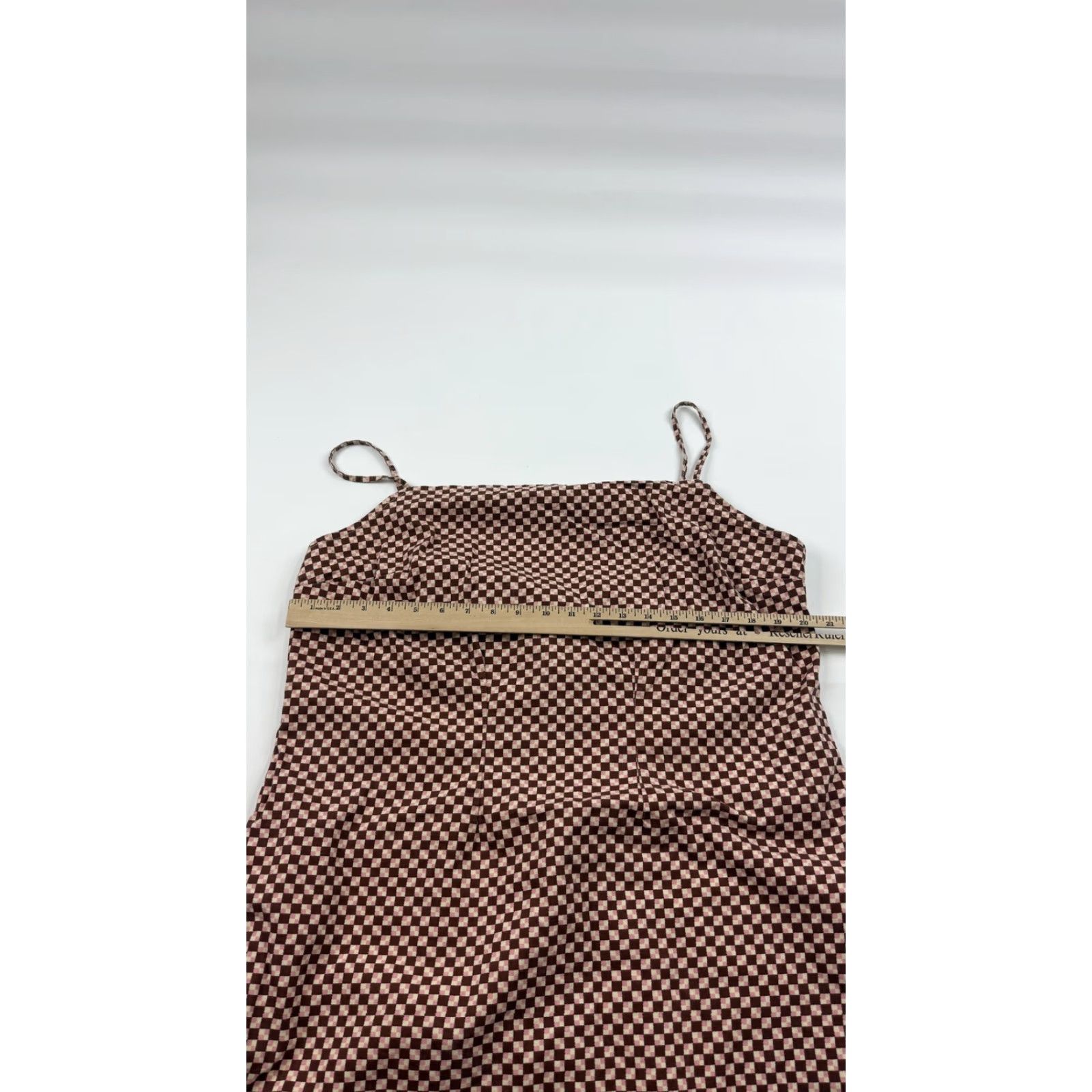 Levi's VINTAGE Levi's Dress Womens 2XL Brown Pink Checkered Checkerboard Spaghetti Strap Mini Size XXL / US 16-18 / IT 52-54 - 5 Thumbnail