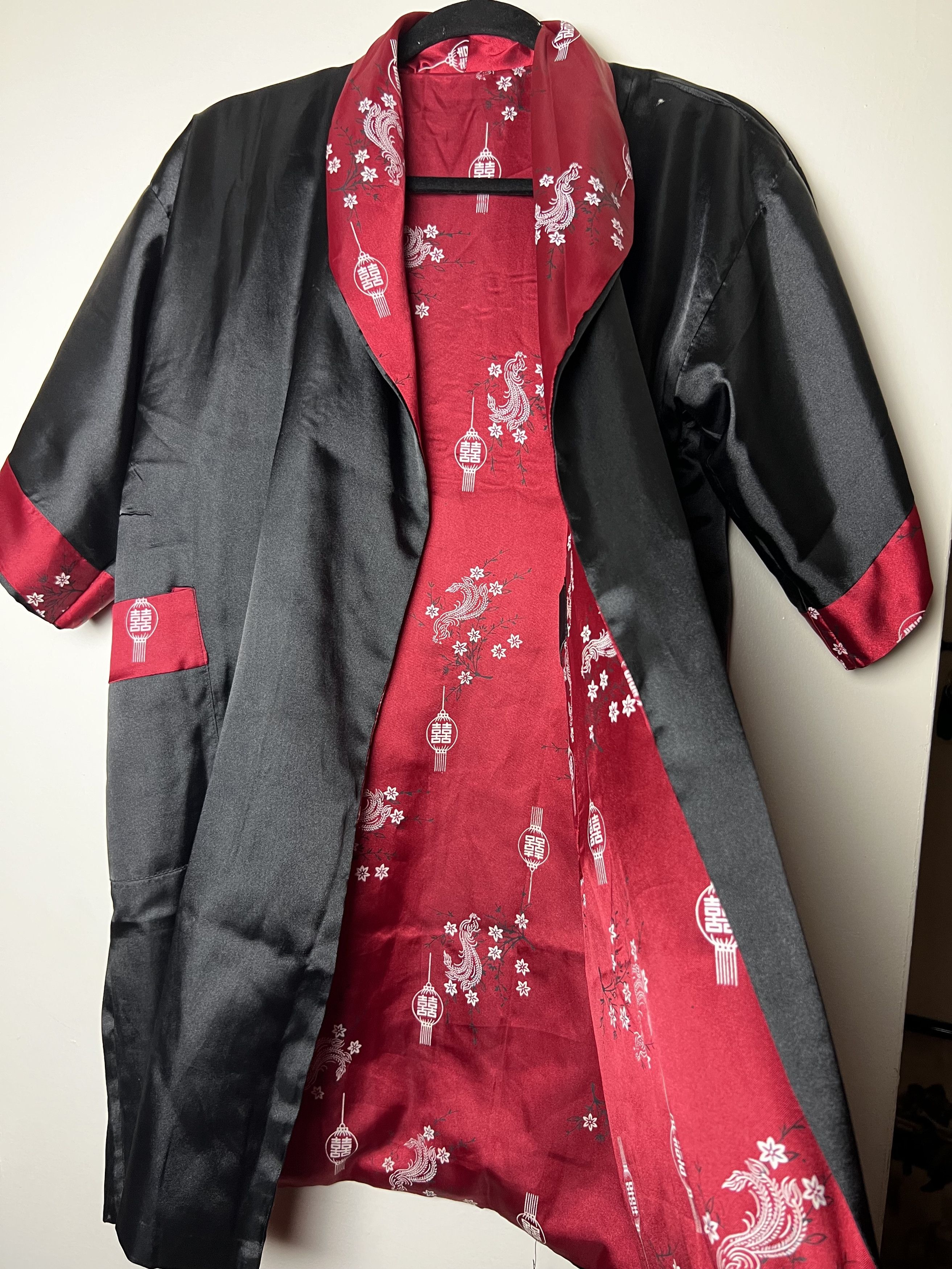 Vintage Vintage Oriental Double Sided Reversible Dragon Kimono Robe Size ONE SIZE - 10 Thumbnail