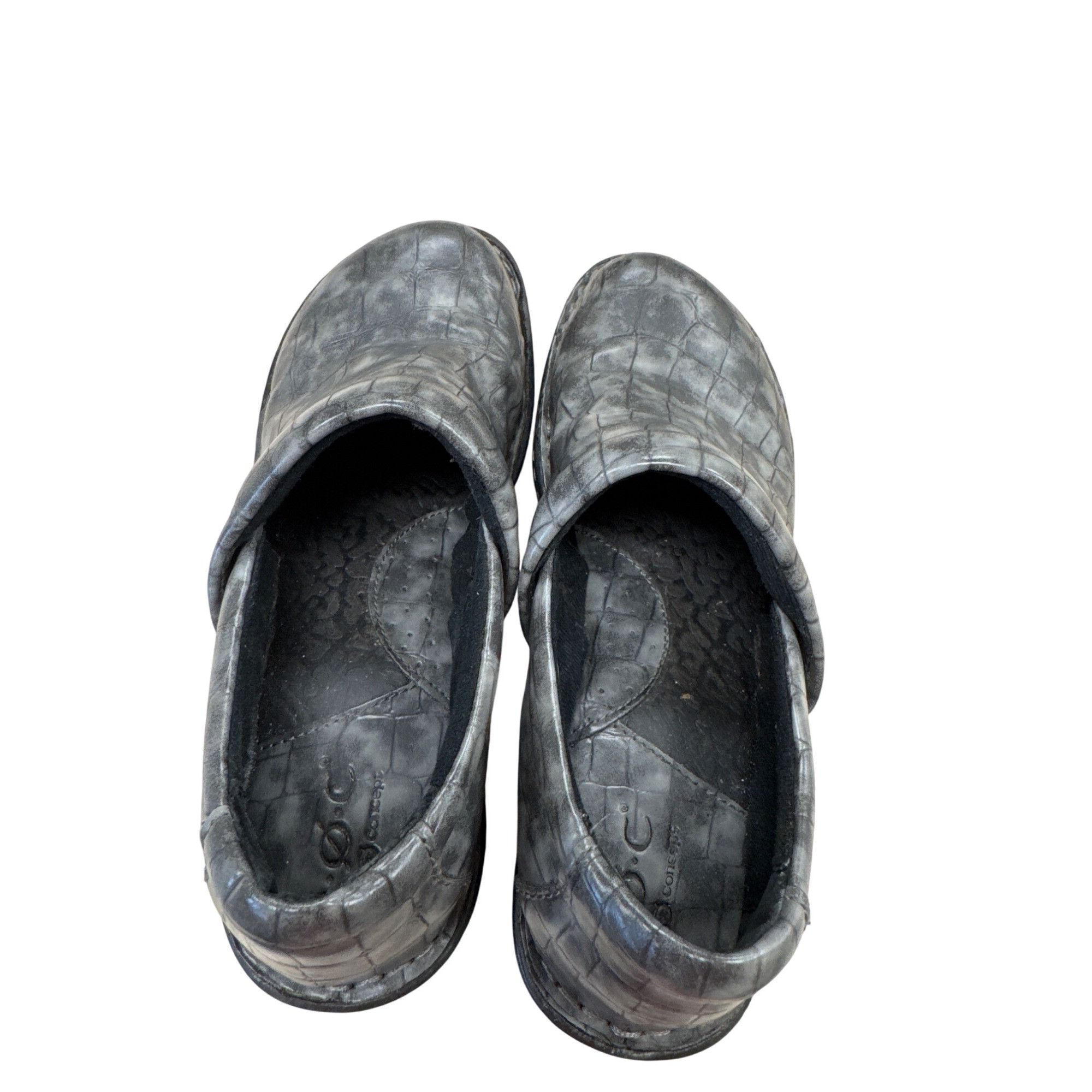 Boc B.O.C Womens Gray Croc-Embossed Clogs Mules Size 7 SKU 7182 Size US 7 / IT 37 - 8 Thumbnail