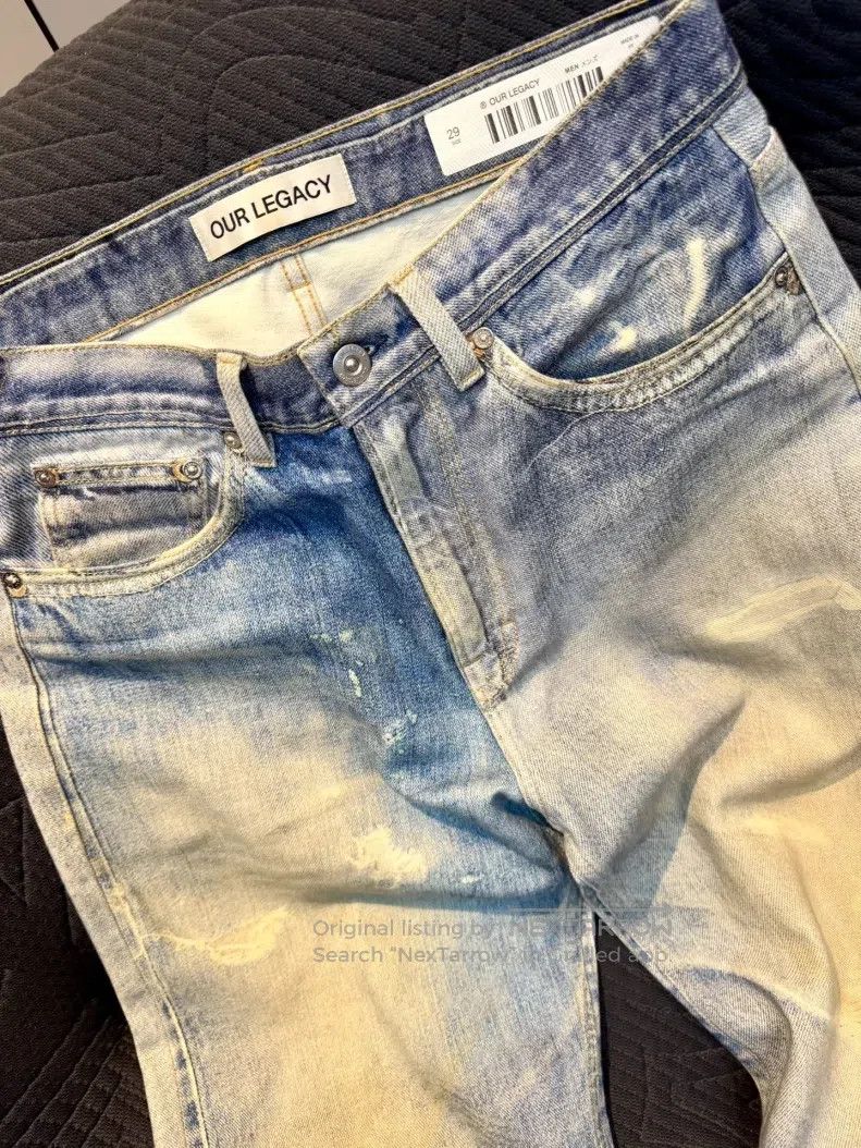 Our Legacy Our Legacy Washed Color-Blocked Loose Straight Denim Pants Size US 29 - 3 Thumbnail
