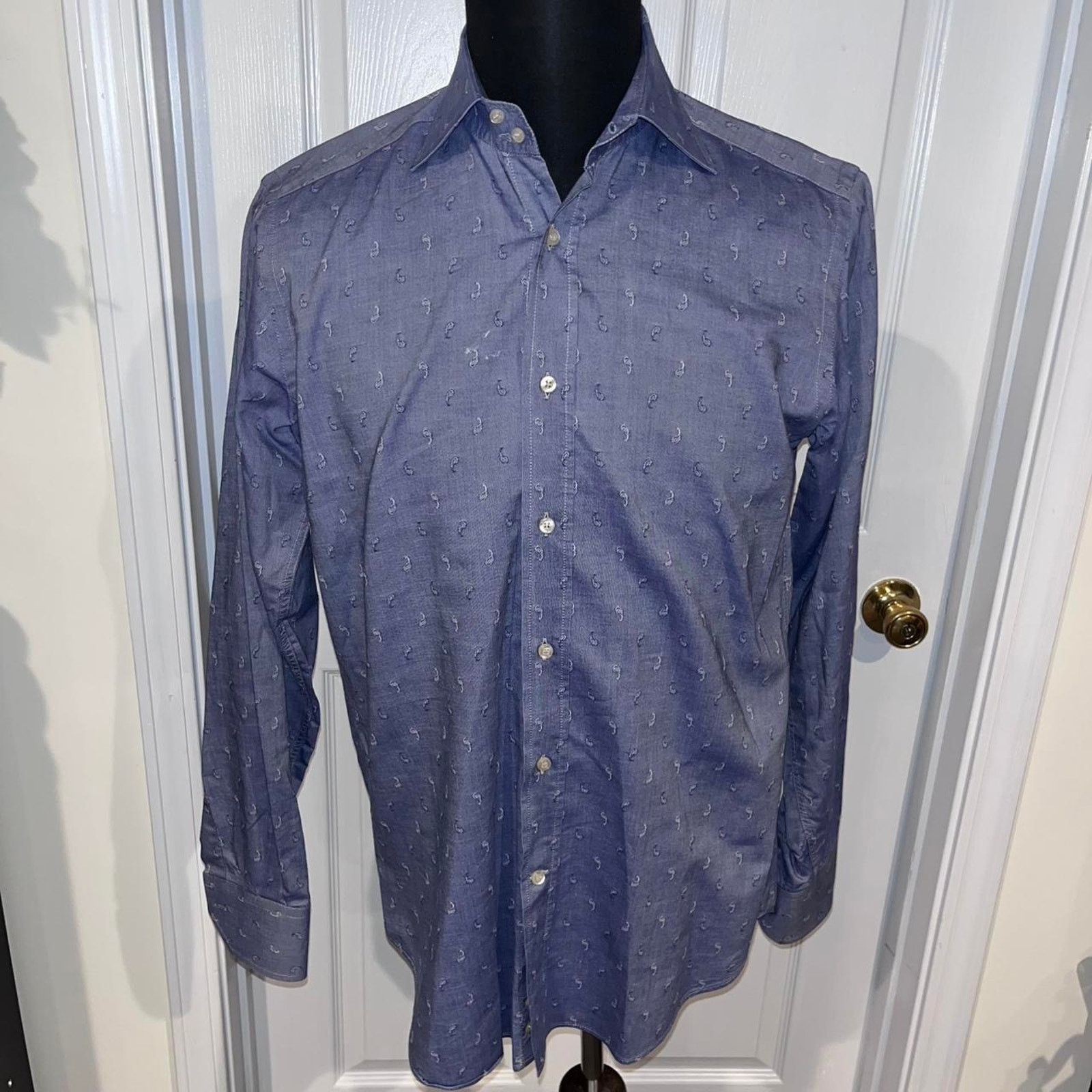 Etro Etro Milano Light Blue Paisley Dress Shirt Size 39 Italy Size US M / EU 48-50 / 2 - 1 Thumbnail