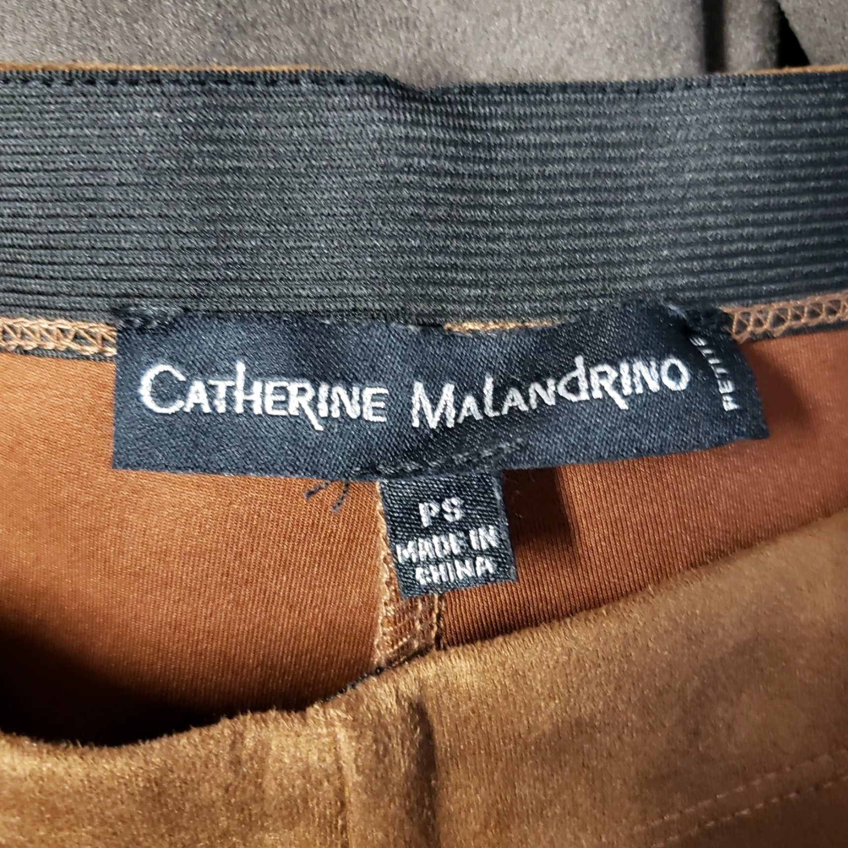 Vintage Catherine Malandrino Womens Pants PS Brown Faux Leather Skinny Pull On Cropped 25 Inseam Womens Pants Brown PS Size 28" / US 6 / IT 42 - 7 Thumbnail