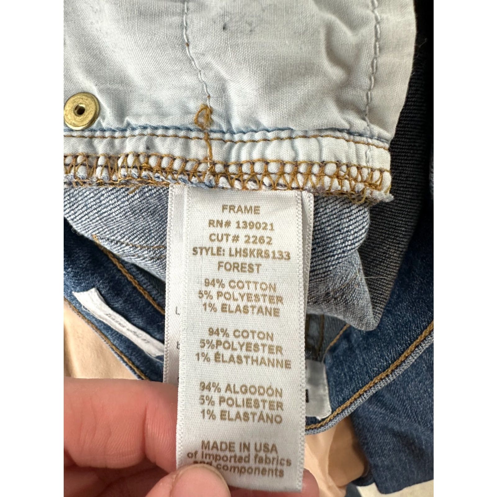 Frame FRAME Le Skinny De Jeanne Jeans Women's 27 Le High Rise Skinny Blue Denim Cotton Stretch Medium Inseam 29 Size 27" / US 4 / IT 40 - 6 Thumbnail