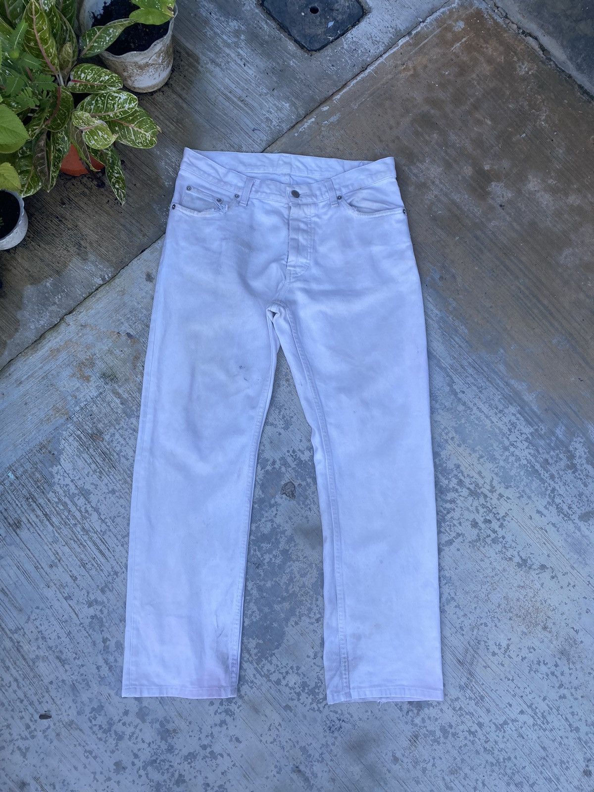 image of Distressed Denim x Helmut Lang Gcw23 Distressed Helmut Lang Denim Pant in White, Men's (Size 31)