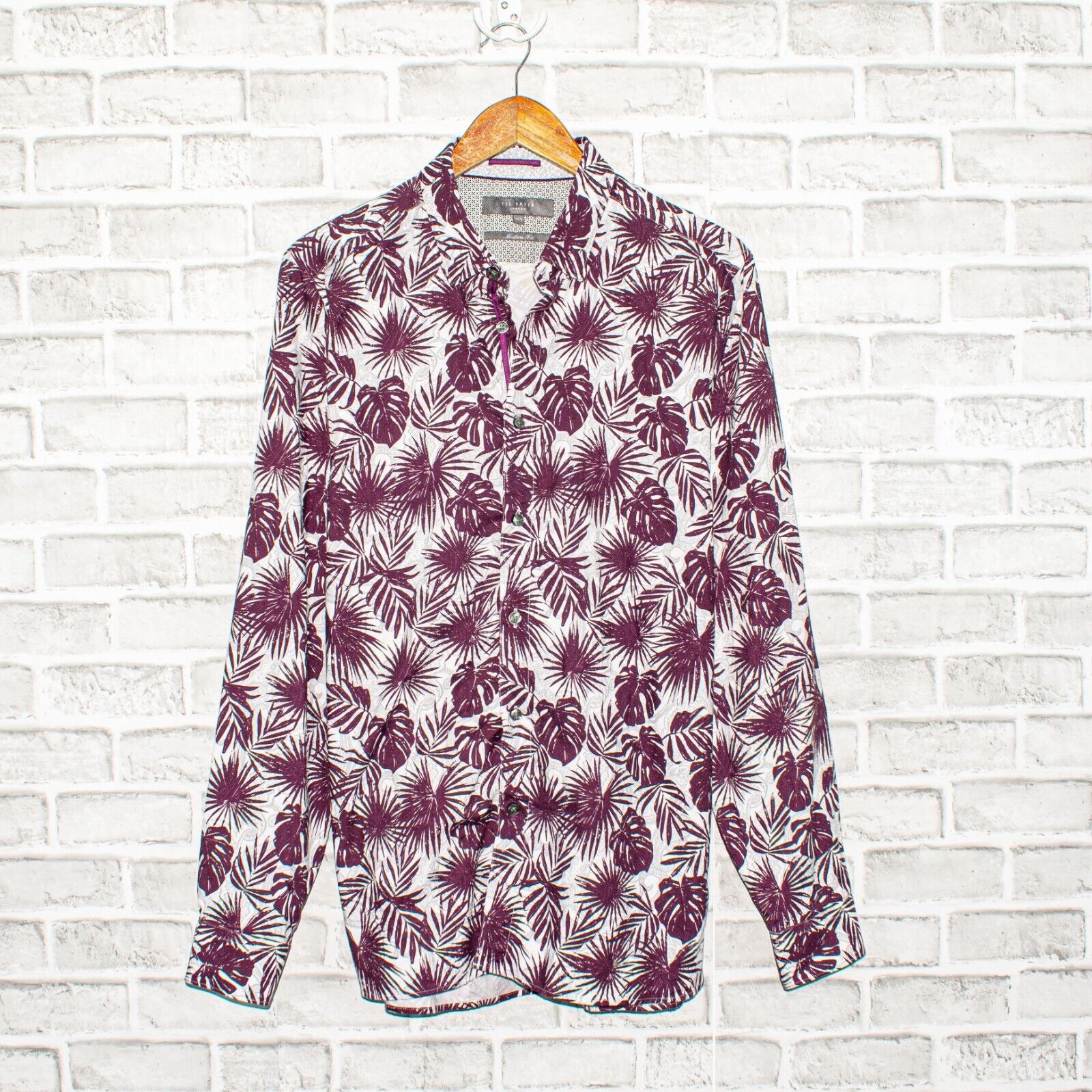 Ted Baker Ted Baker Modern Fit Button up Shirt Purple Tropical Flora Size US L / EU 52-54 / 3 - 1 Thumbnail