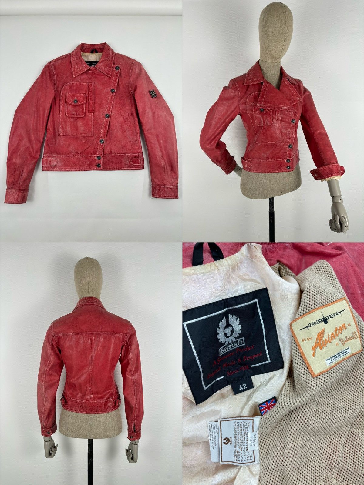 Belstaff RARE VTG BELSTAFF 'The Aviator' Leather Red Jacket Biker Coat Flight Bomber 42 Size M / US 6-8 / IT 42-44 - 1 Thumbnail