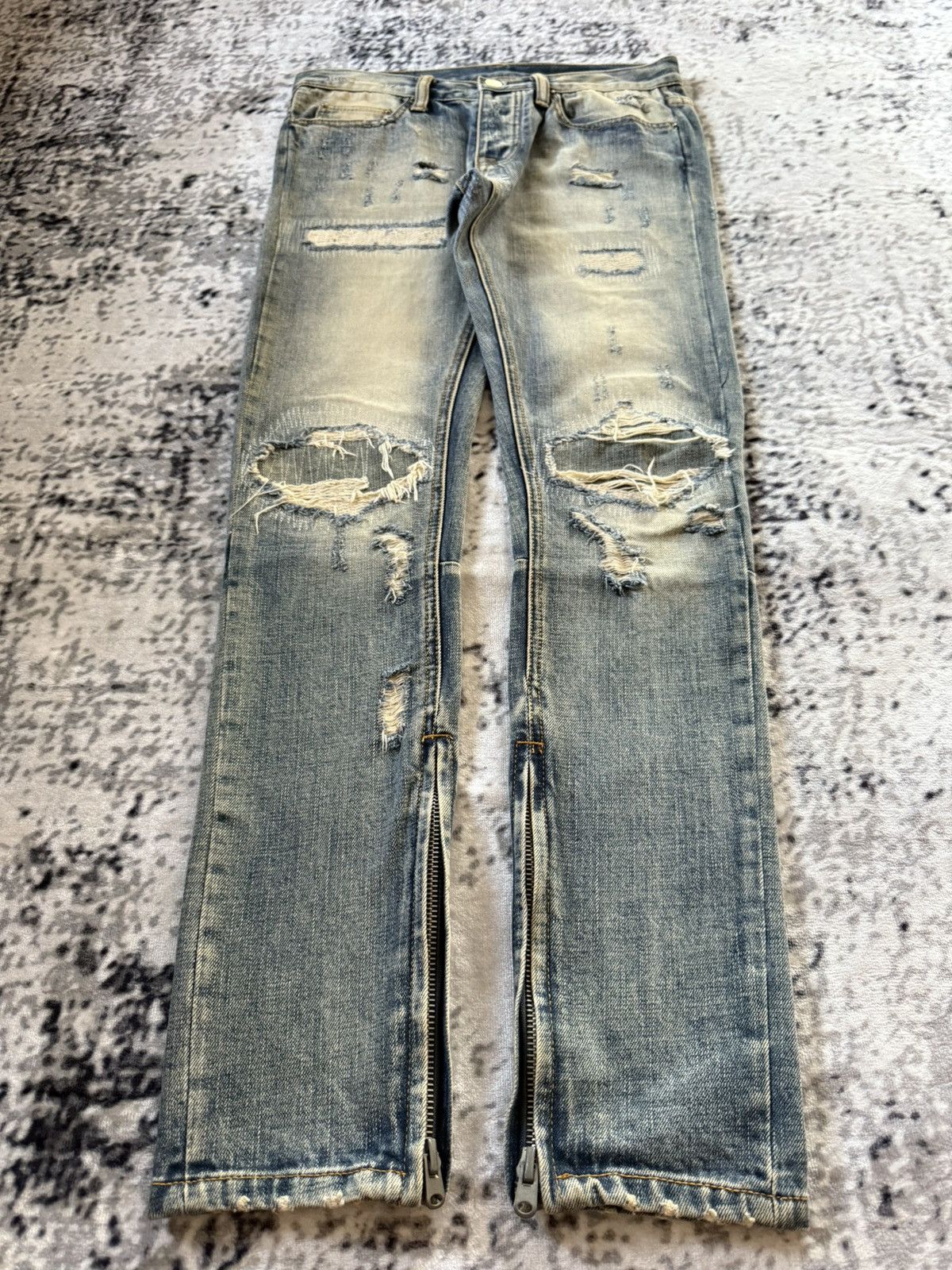 Japanese Brand Mnml Boro Distressed Repaired Skinny Jeans Size US 30 / EU 46 - 1 Thumbnail