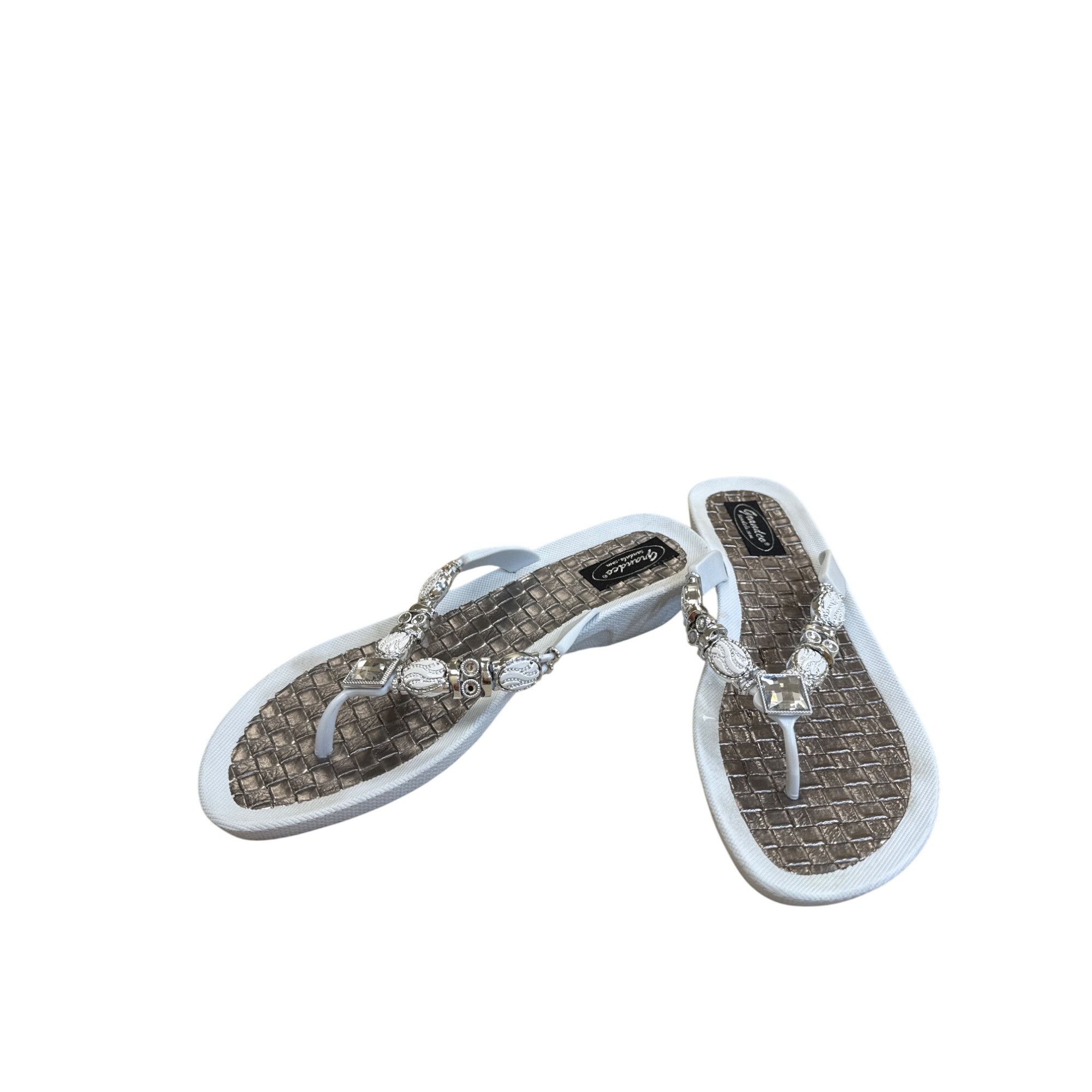 Other Grandco Womens White Bejeweled Sandals Size 10 SKU 8221 Size US 10 / IT 40 - 2 Thumbnail