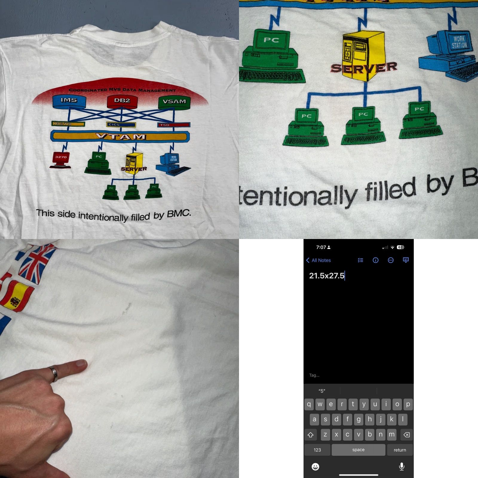 Fruit Of The Loom VINTAGE BMC Computer Software VTG T Shirt FOTL 90s Nerd Science PC Flags International Size US L / EU 52-54 / 3 - 8 Thumbnail