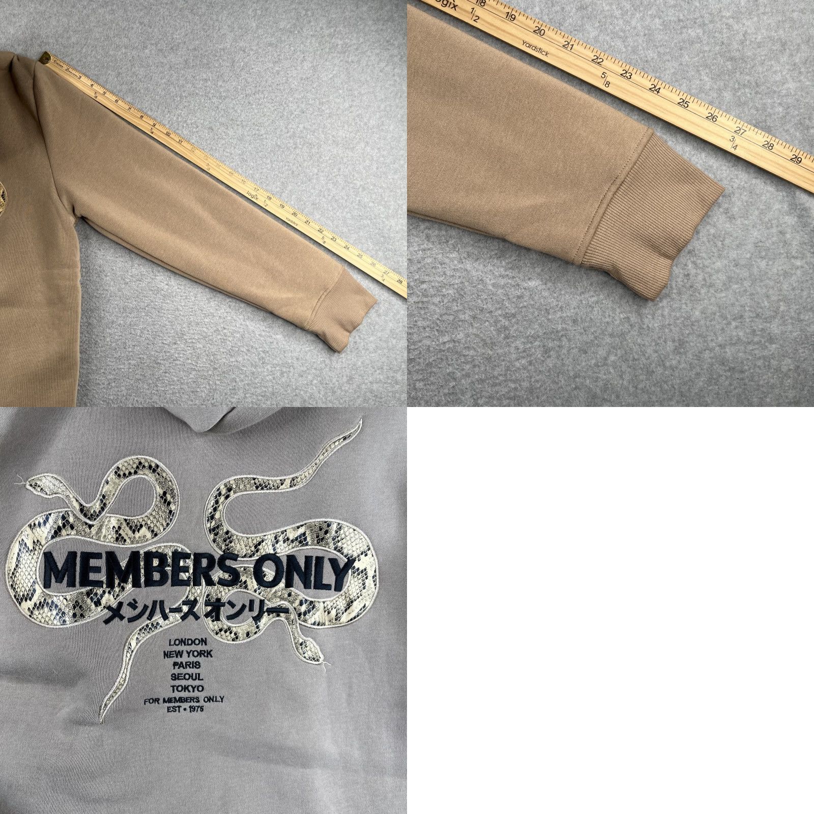 Members Only Members Only Hoodie Mens Large Beige Snake Embroidered Logo New NWT Size US L / EU 52-54 / 3 - 9 Thumbnail
