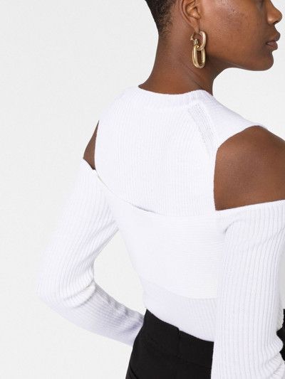 Tom Ford o1loc1c0924 MAK1156 Cold-shoulder Wool Sweater in White Size M / US 6-8 / IT 42-44 - 3 Thumbnail