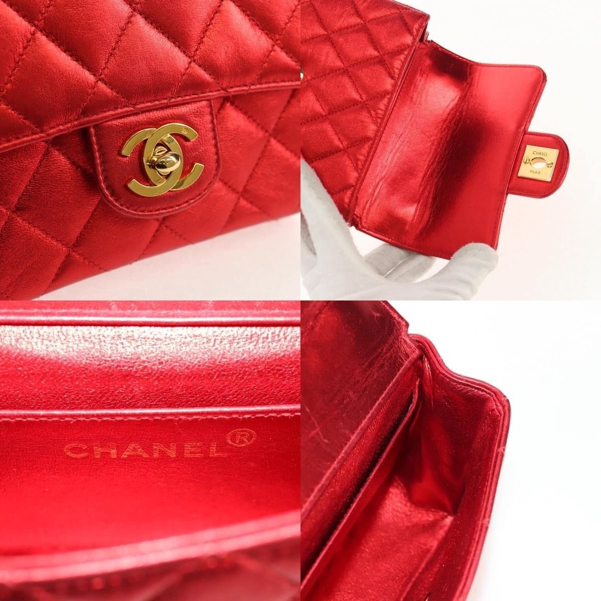Chanel Chanel Matelasse Top Handle Handbag Leather Red Gold CC Size ONE SIZE - 7 Thumbnail
