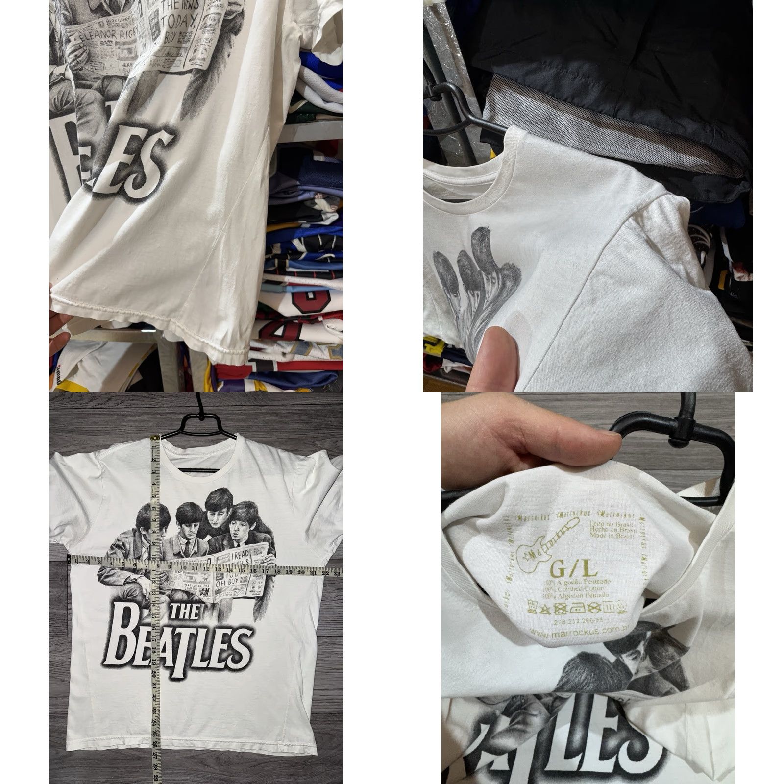 Vintage VINTAGE The Beatles Band White T-Shirt L Men Cotton Marrocus band Shirt Mens 1960s 70s 80s 90s 60s 70s 80s 90s Size US L / EU 52-54 / 3 - 9 Thumbnail