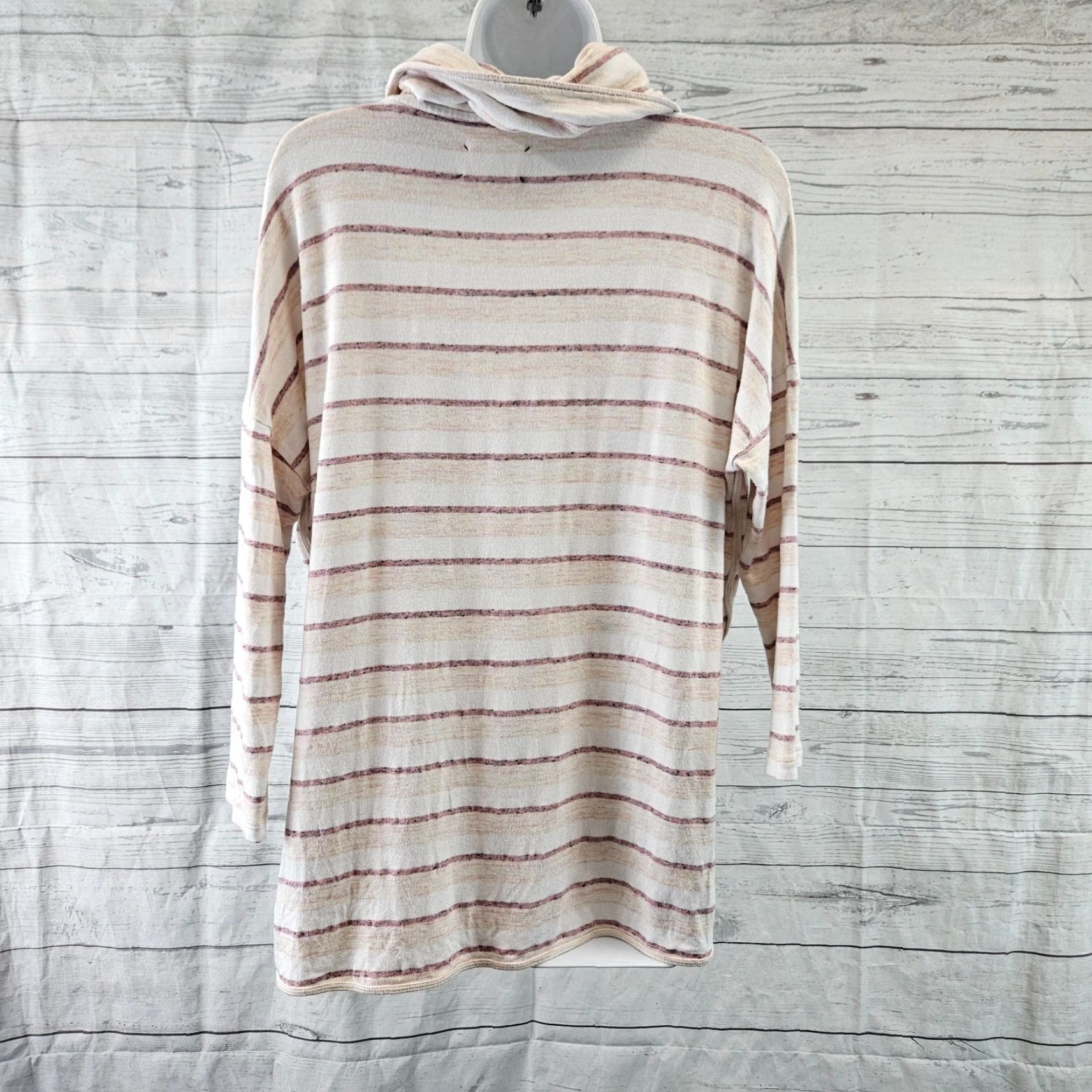 Lou & Grey Lou & Grey Womens Cowl Neck Top Sz S Pink White Stripe Rayon Blend Pullover 3/4 Sleeve Womens Stripe Colorful Knit Shirt Size S / US 4 / IT 40 - 4 Thumbnail