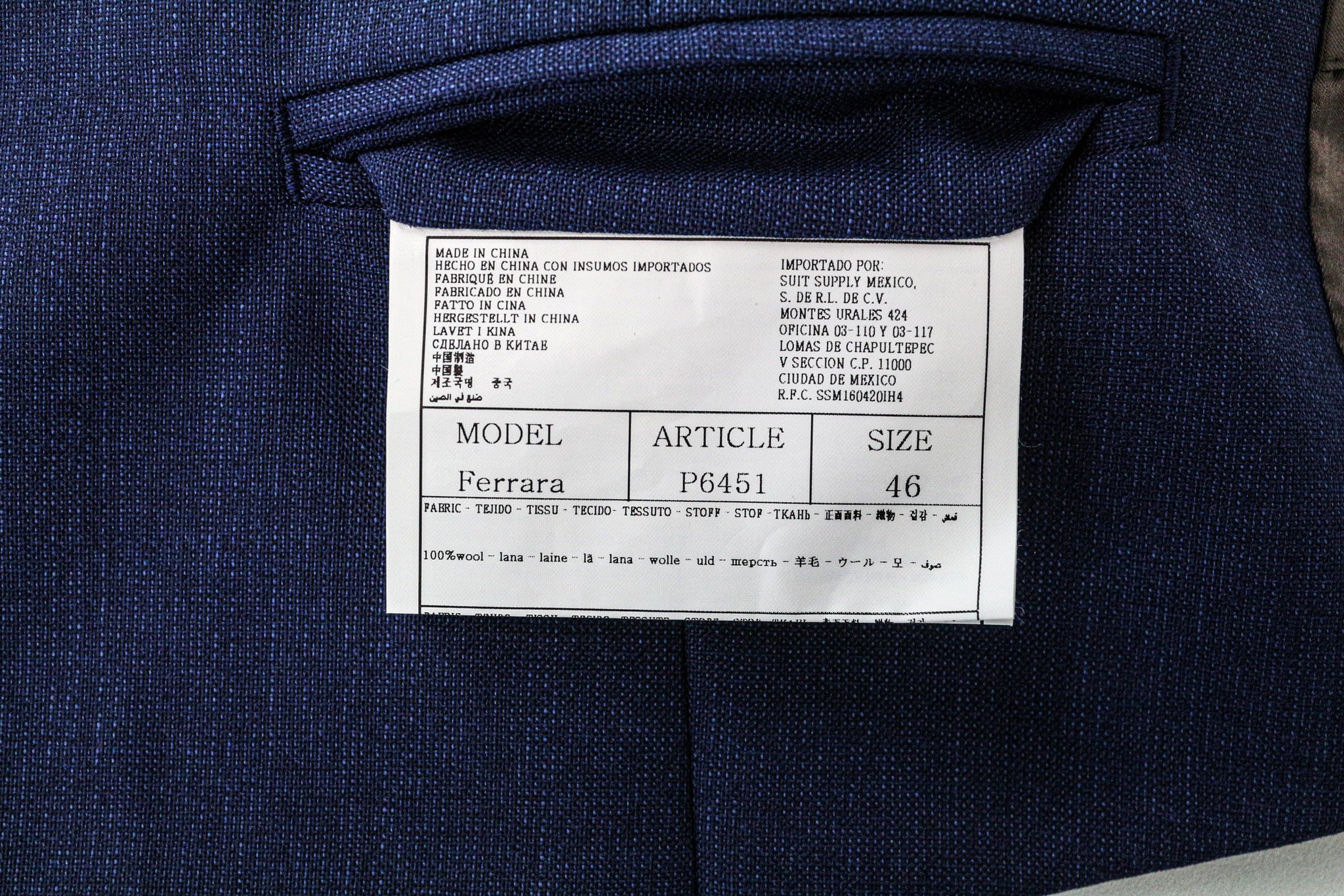 Suitsupply FERRARA UK36R Blue Wool Lined Waistcoat 76260 Size 36R - 5 Thumbnail