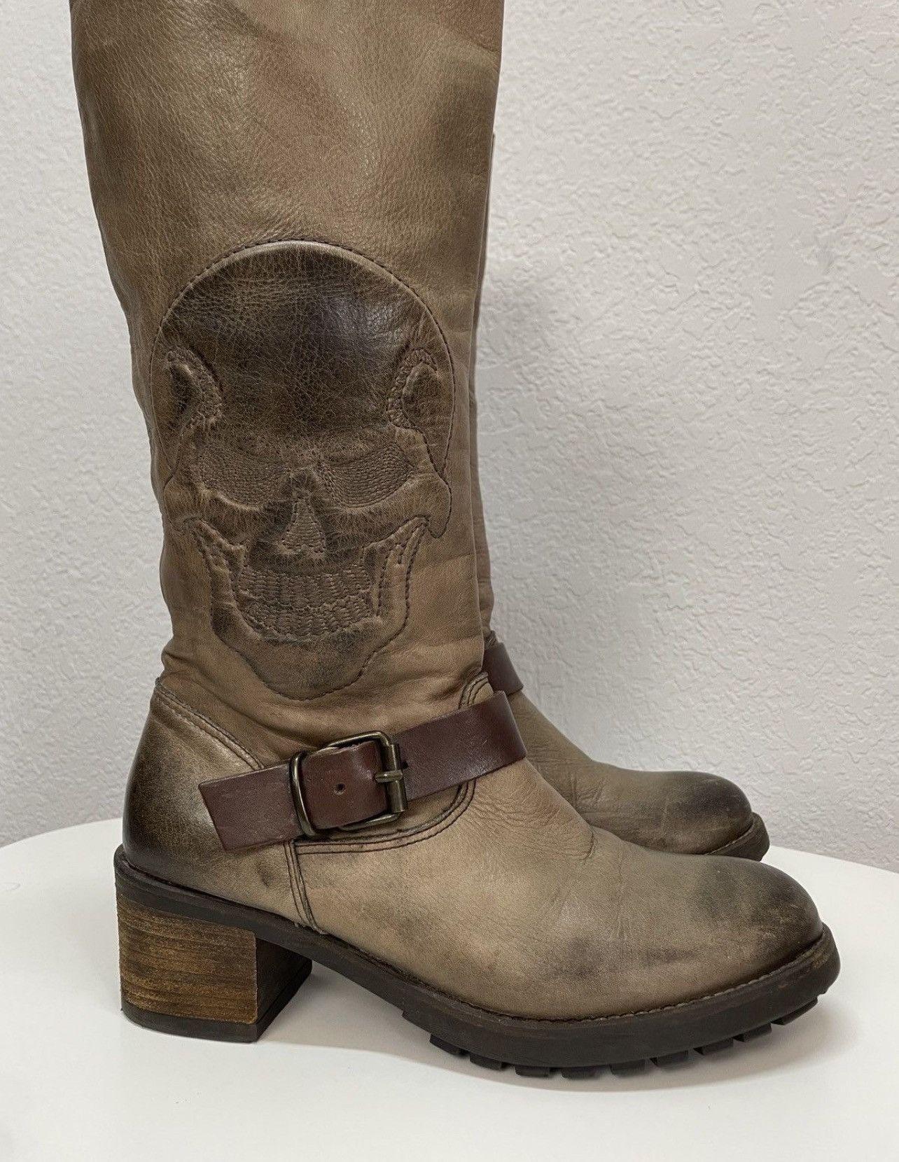 If Six Was Nine AS 98 Vibe Artisan Brown Leather Side Zip Ankle Biker Boots Size US 8 / IT 38 - 5 Thumbnail