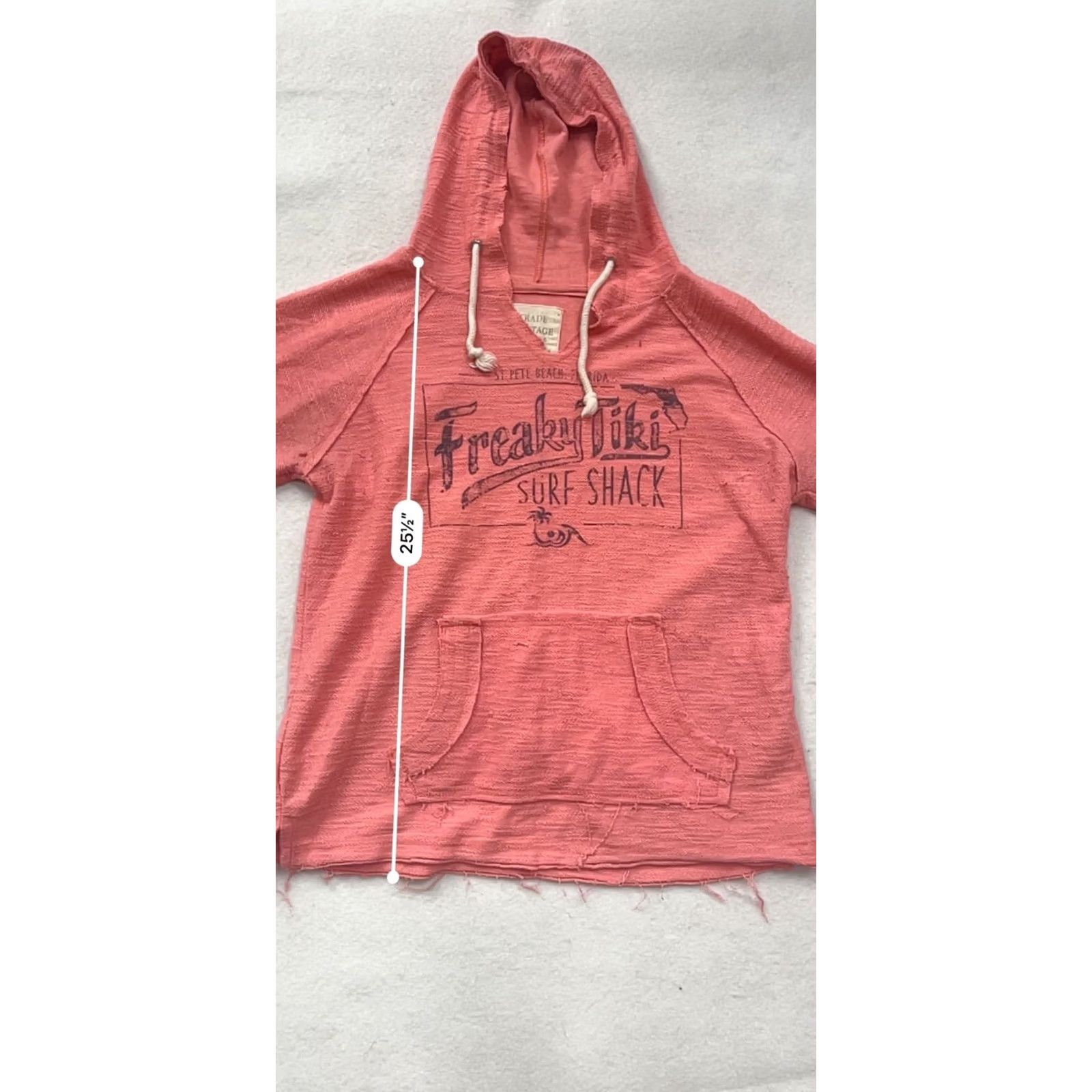 Vintage Freaky Tiki Surf Shack Hooded Pullover Sweatshirt Womens L Pink - Hoodie, Pullover, Cotton Polyester, Activewear - Trade Heritage Size L / US 10 / IT 46 - 7 Thumbnail