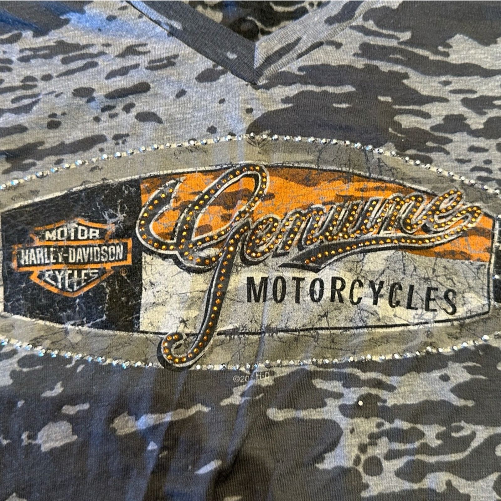 Harley Davidson Harley-Davidson Womens Black Gray Short Sleeve Shirt Large Size L / US 10 / IT 46 - 6 Thumbnail
