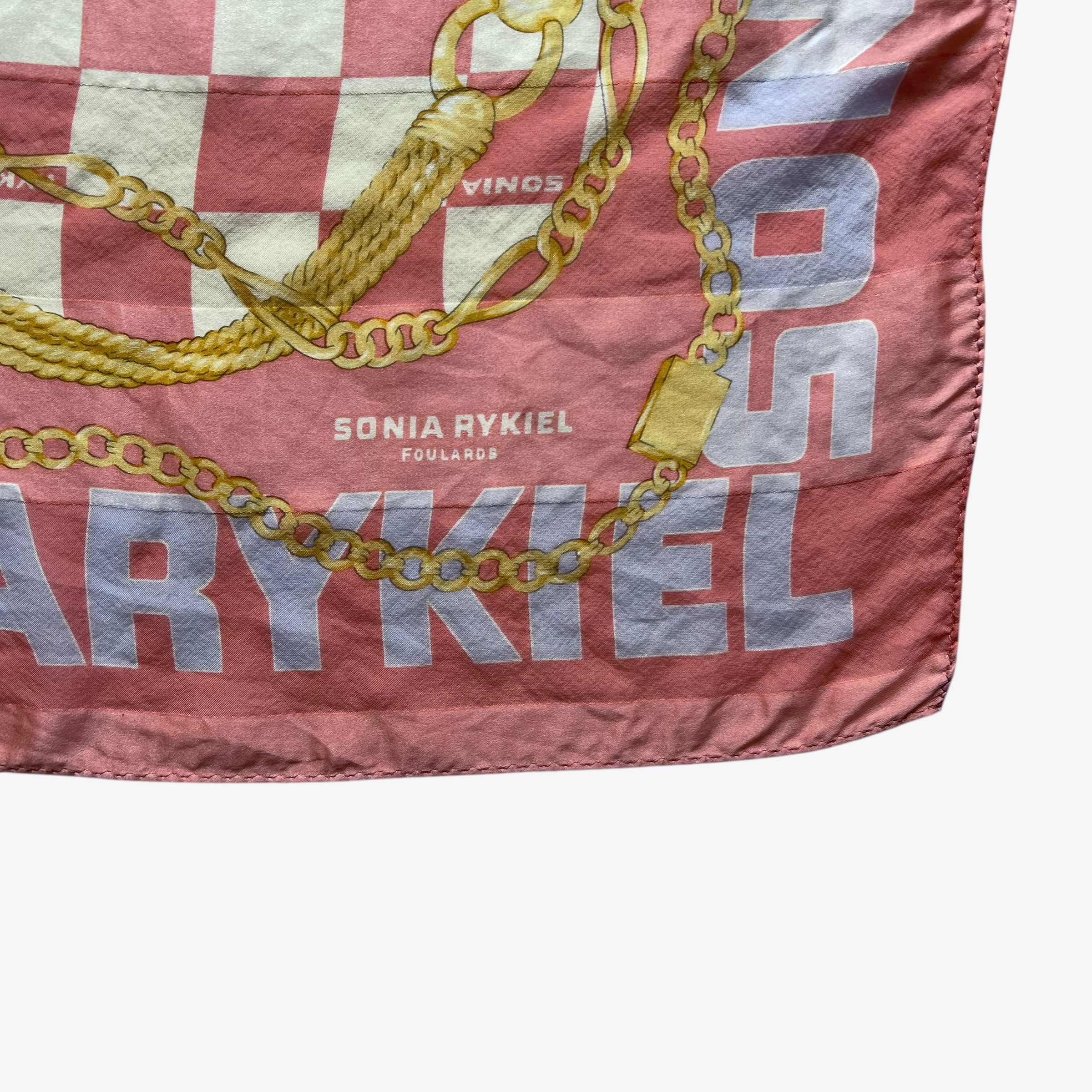 Sonia Rykiel Vintage 90s Sonia Rykiel Pink Checkered Print Silk Scarf Size ONE SIZE - 2 Thumbnail
