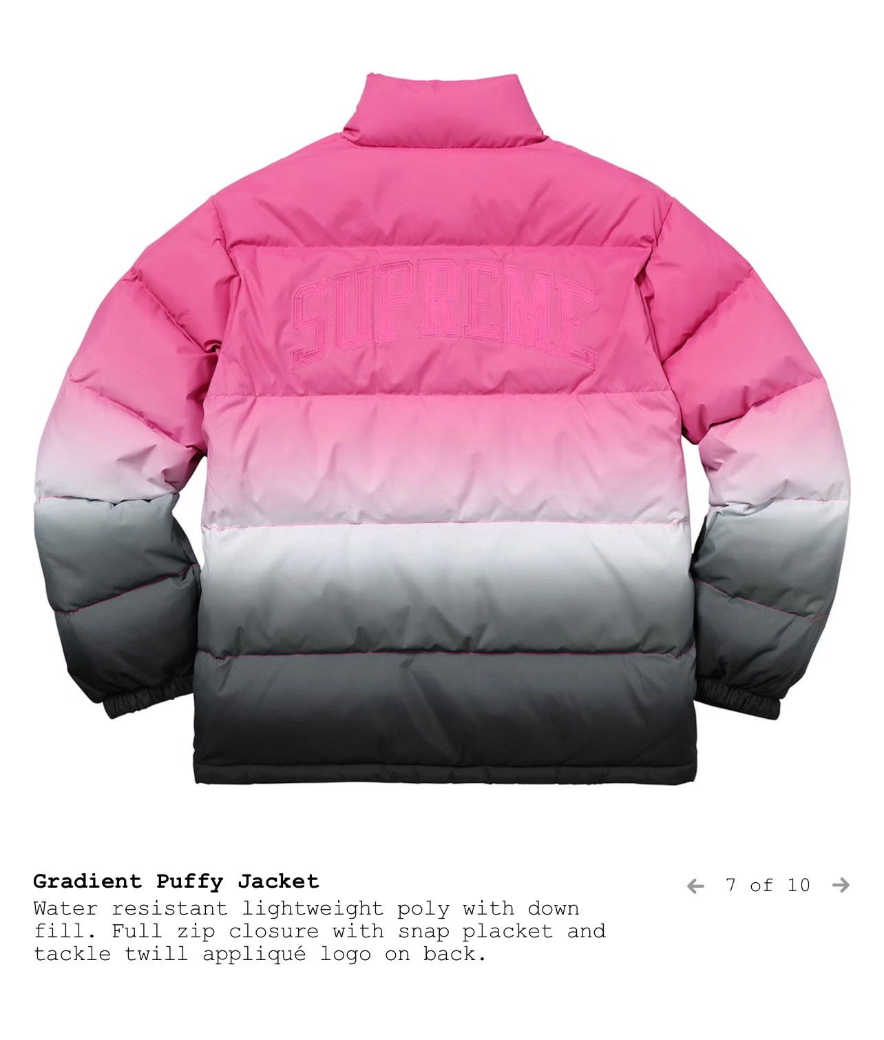 Supreme Supreme Gradient Puffy Jacket Pink Spring Summer 2018 Size US M / EU 48-50 / 2 - 2 Thumbnail