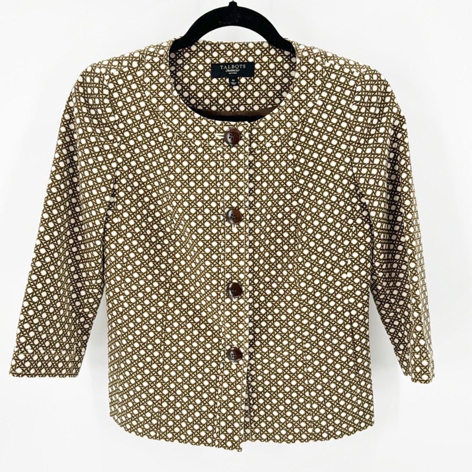 Other Talbots Brown Cream Tweed 3 quarter sleeve 4P blazer Size S / US 4 / IT 40 - 1 Thumbnail