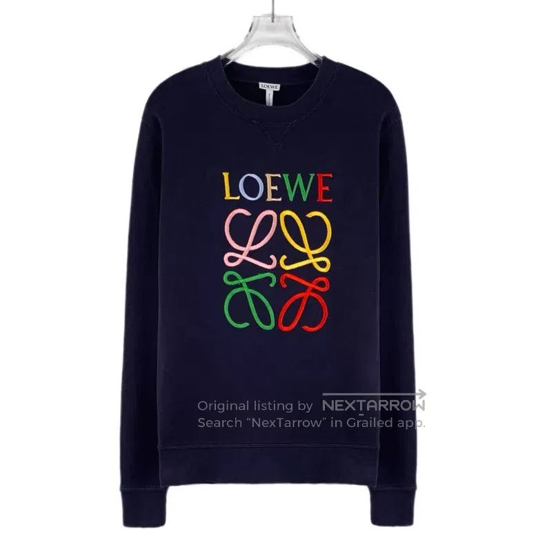 Loewe Loewe Dark Blue Logo Embroidered Cotton Crew Neck Long Sle Size XS / US 0-2 / IT 36-38 - 1 Thumbnail