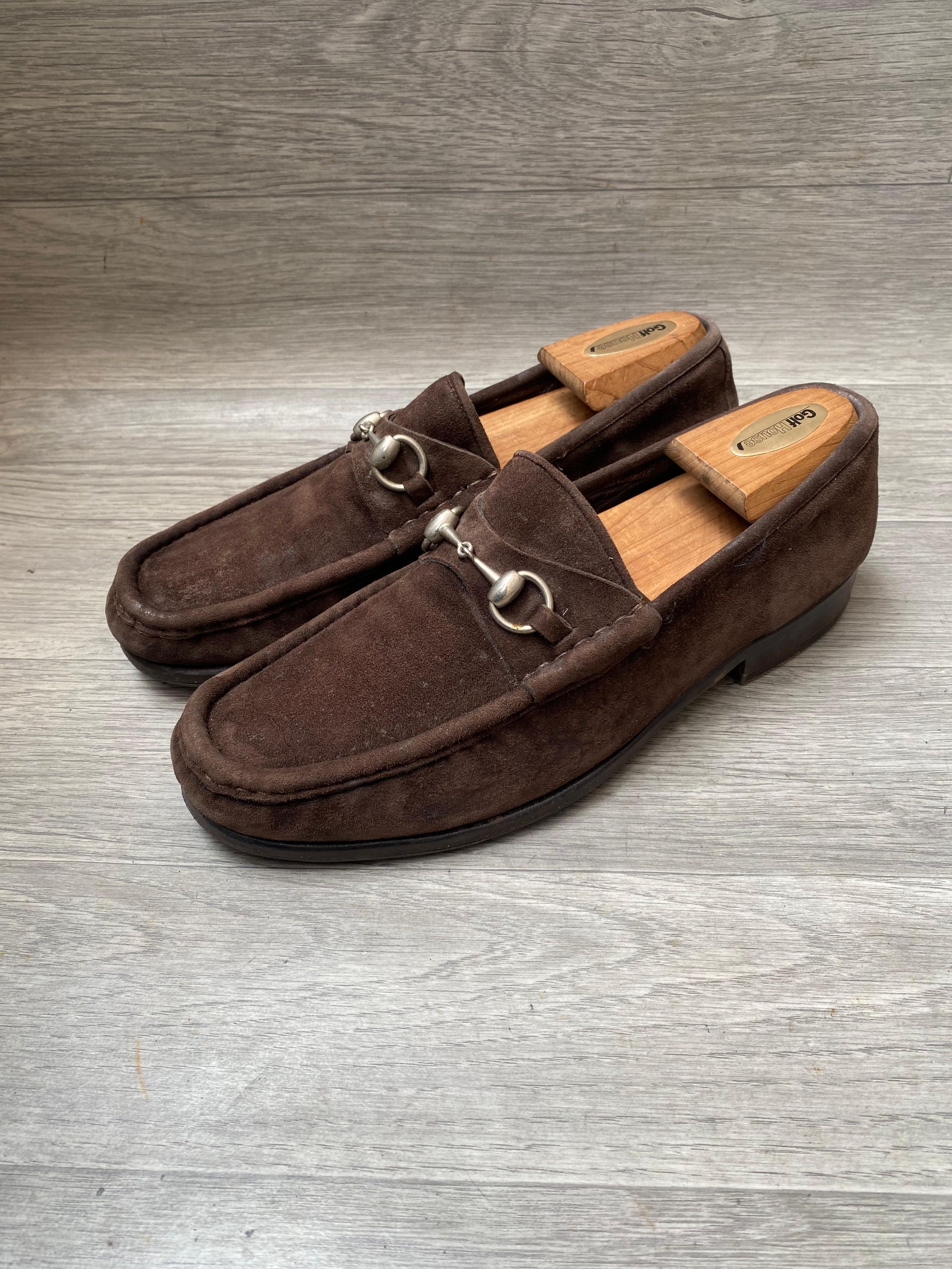 Gucci Horsebit Tomford Era Brown Suede Loafers Shoes Sz 42
