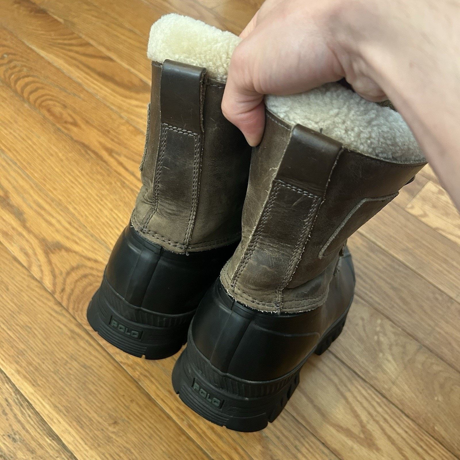 Polo Ralph Lauren × Vintage Landen Leather Shearling Lamb Trim Duck Boots Size 11 Size US 11 / EU 44 - 4 Thumbnail