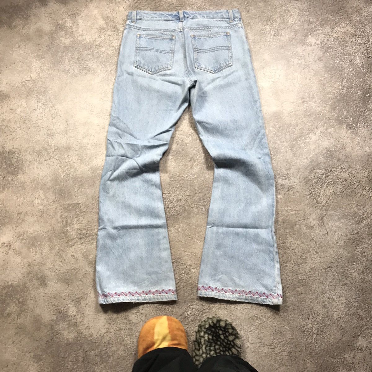 Vintage Vintage 90s Japan Distressed Flared Low Rise Jeans Y2K 29 Size 29" - 5 Thumbnail