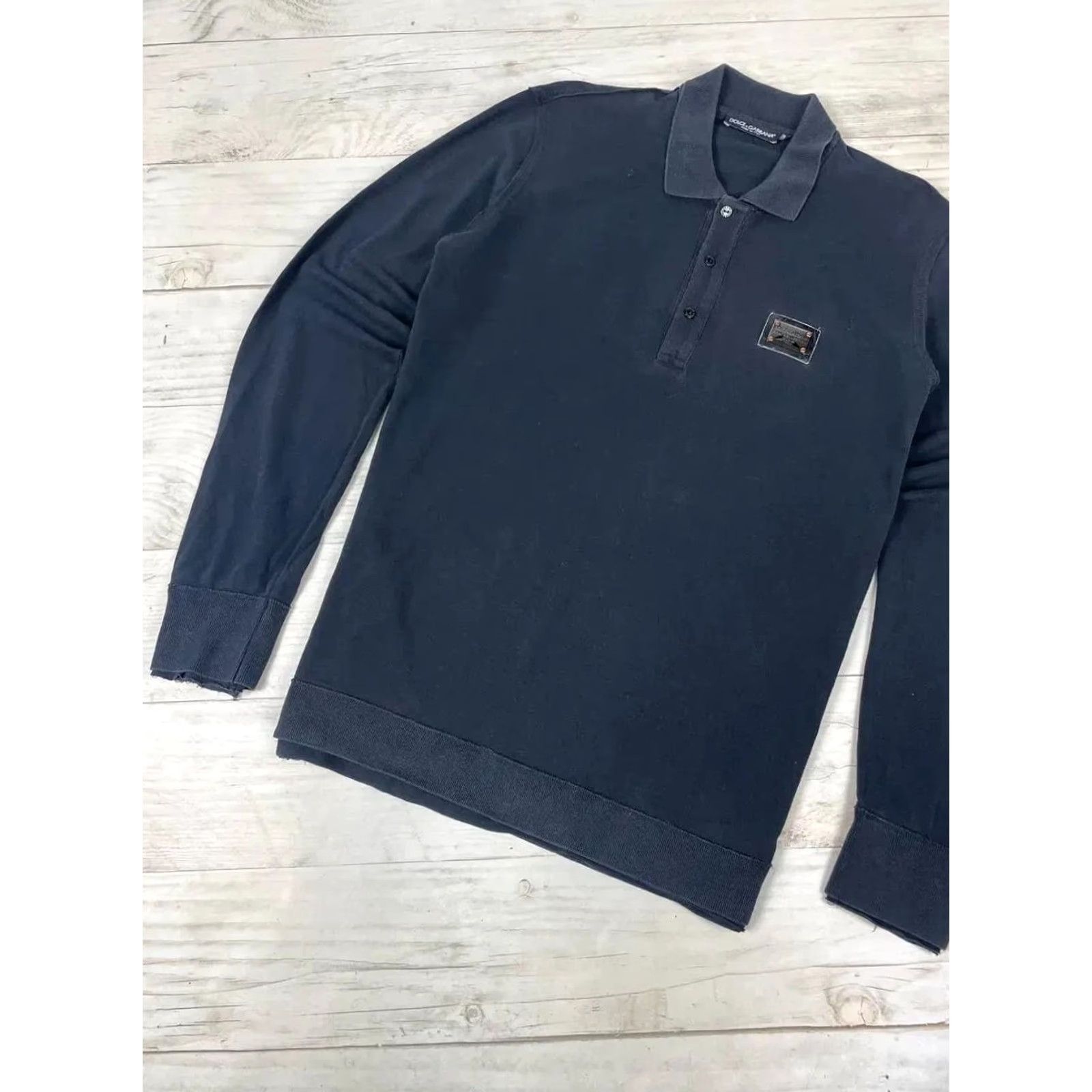 Dolce & Gabbana Dolce&Gabbana Polo Shirt XL Black Long Sleeve Men Casual Cotton Logo Vintage: No Size US XL / EU 56 / 4 - 3 Thumbnail