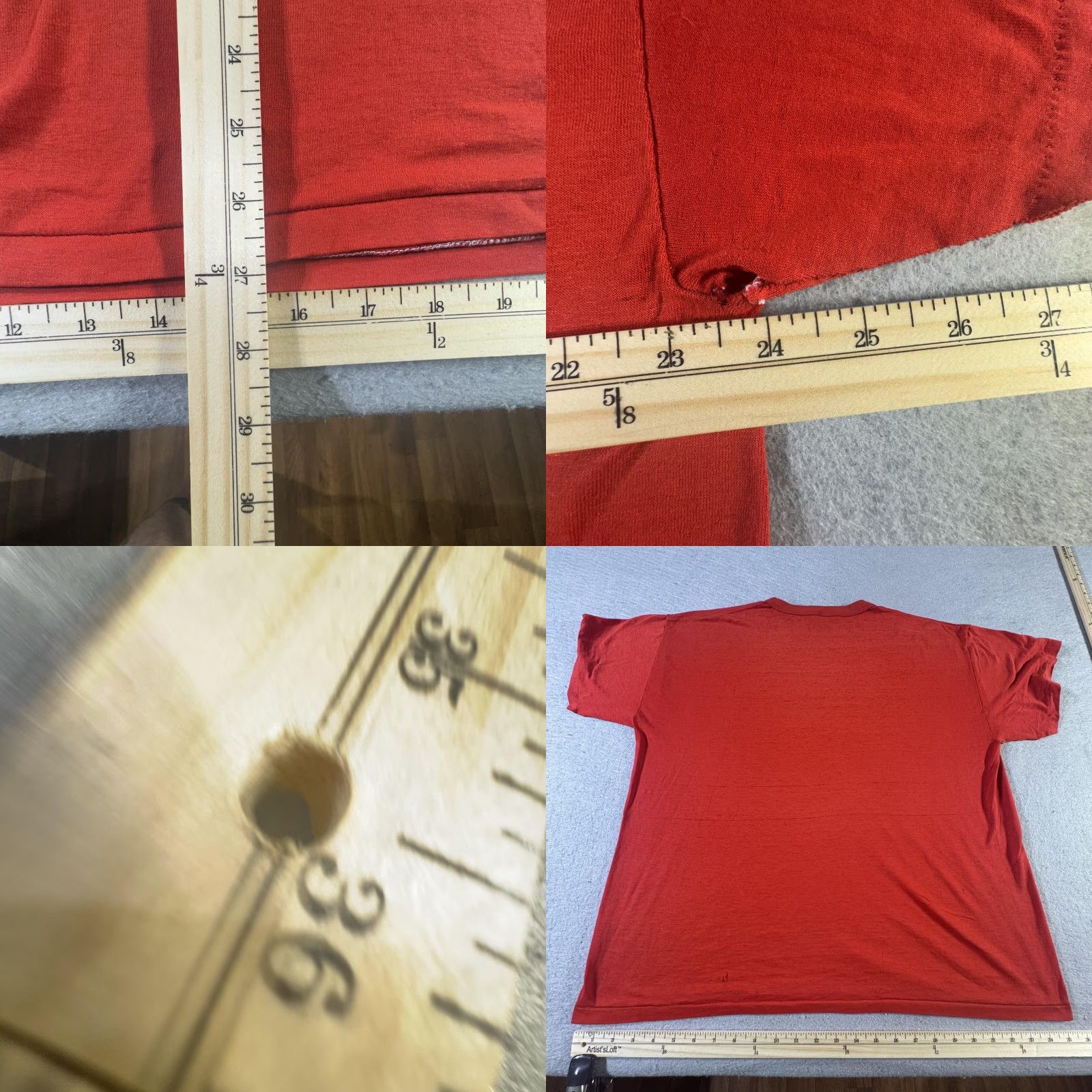Russell Athletic VINTAGE Russell Athletic Shirt Mens XL Red 90s Tee Distressed Holes Single Stitch Crew Neck Short Sleeve Cotton Regular Tee Mens Size US XL / EU 56 / 4 - 9 Thumbnail