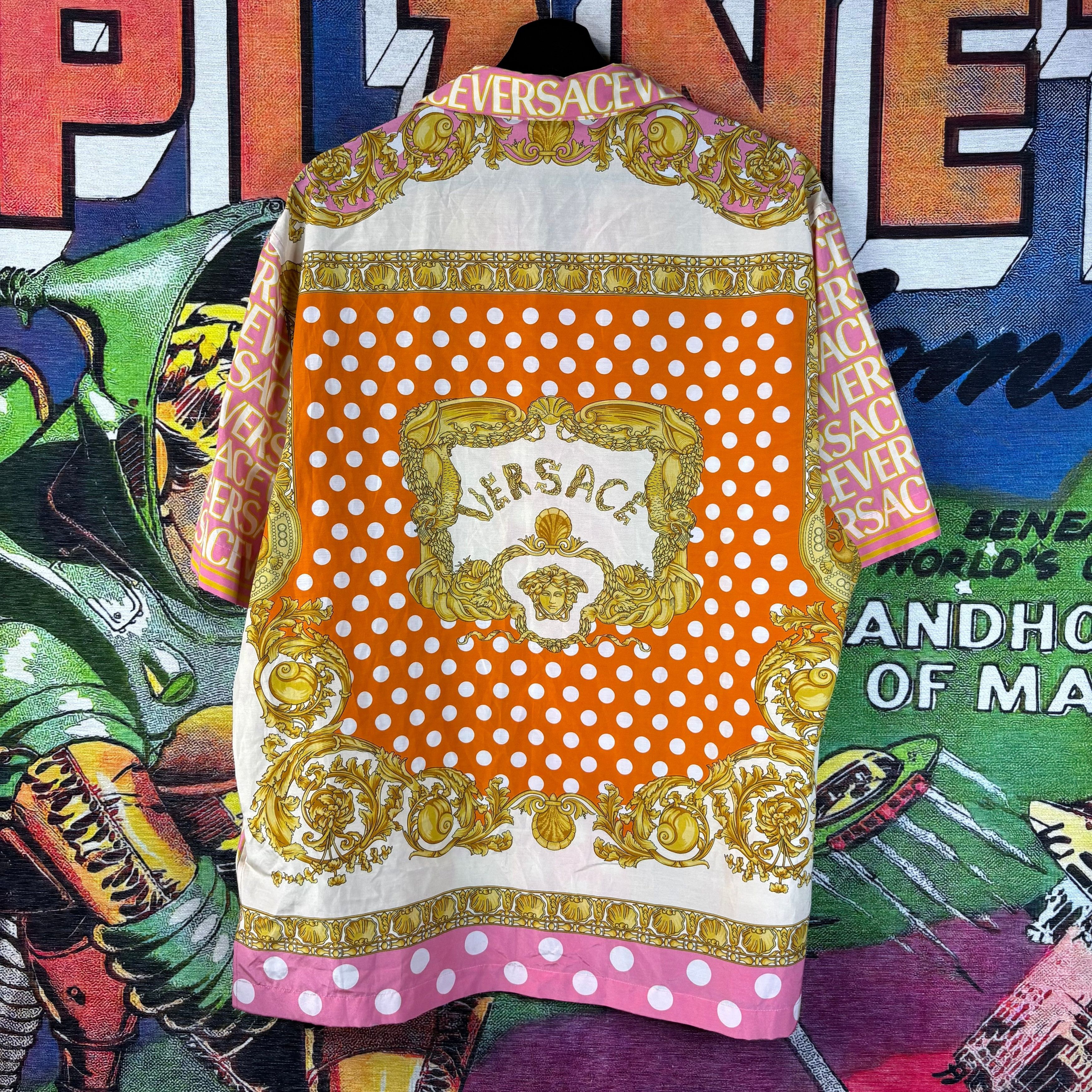 Versace Allover Silk Button Up Shirt Size XL