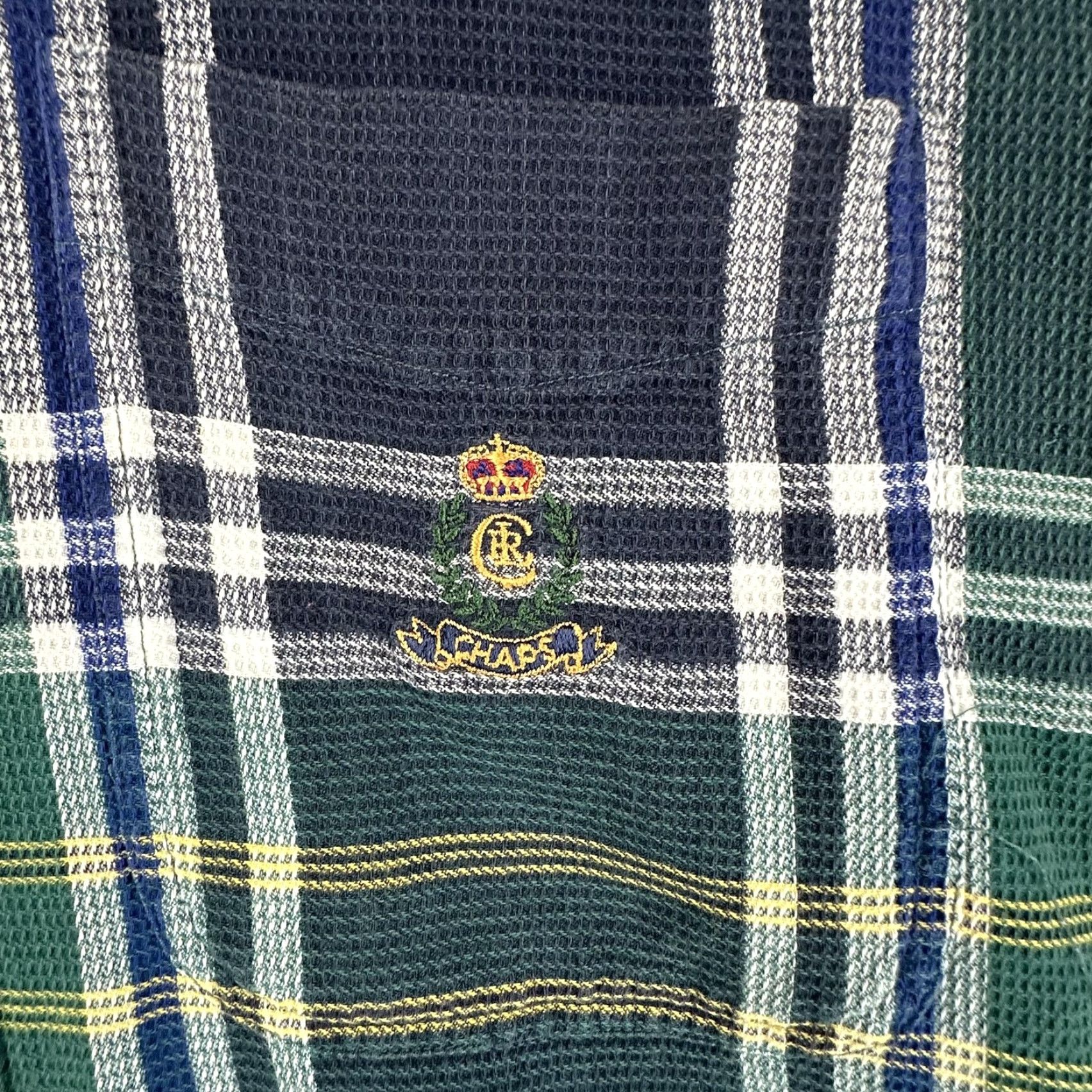 Chaps Chaps Shirt Mens L Plaid Short Sleeve Button-Down Crest Embroidered Cotton Casual Green Size US L / EU 52-54 / 3 - 5 Thumbnail