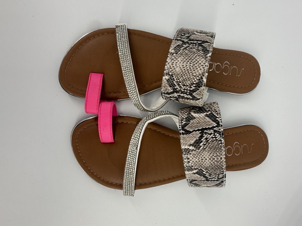 Sugar Sugar Dawson Slip On Sandals Faux Snakeskin Rhinestones Pink Size US 7 / IT 37 - 1 Thumbnail