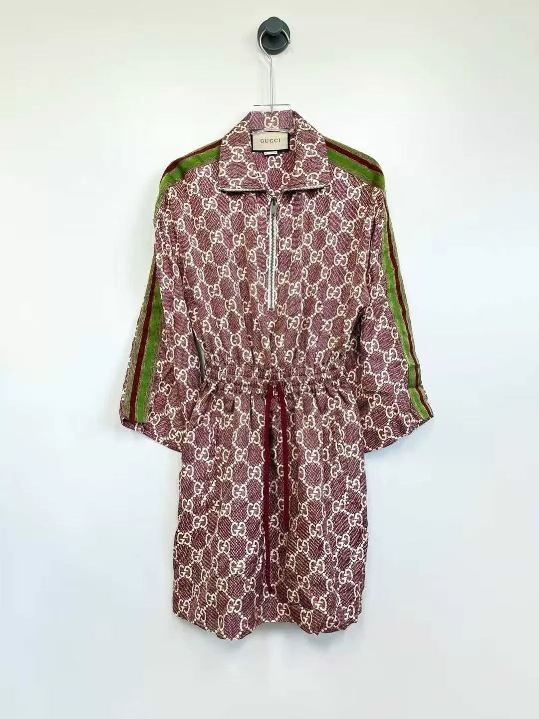 Gucci Gucci Double G Monogram Half-Zip Silk Dress Size XXS / US 00 / IT 34 - 1 Thumbnail