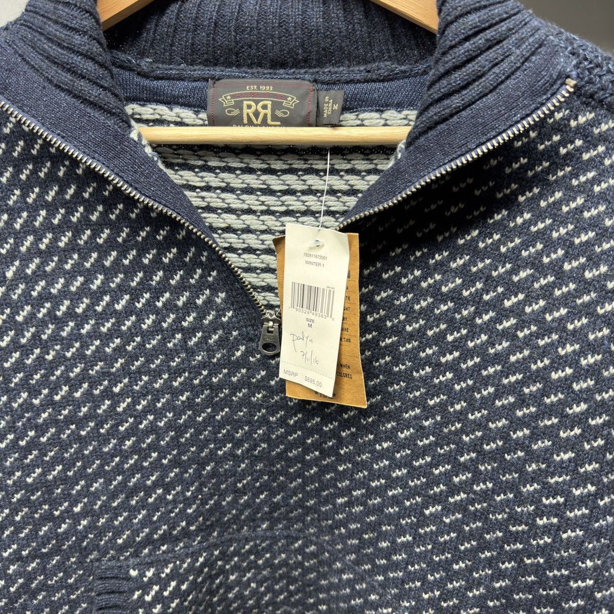 RRL Ralph Lauren RRL Half Zip Wool Jacquard Knit Sweater Sample Size US M / EU 48-50 / 2 - 5 Thumbnail
