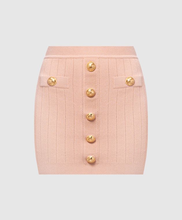 Balmain o1s1wg110725 Patterned Mini Skirt in Pink Size 28" / US 6 / IT 42 - 1 Thumbnail