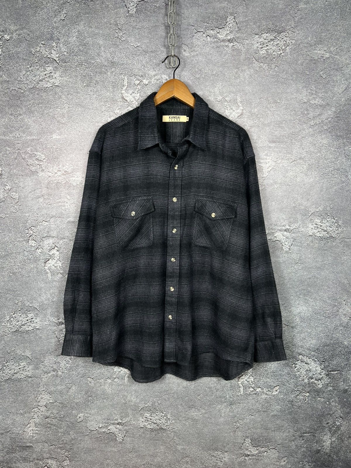 Kansai Yamamoto Vintage Kansai Yamamoto Oversized Wool Flannel Shirt Size US XXL / EU 58 / 5 - 1 Thumbnail