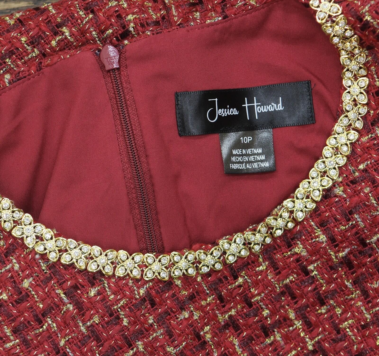 Other Nwt Jessica Howard Neckline Shift Cocktail Dress Red 10p Size L / US 10 / IT 46 - 5 Thumbnail