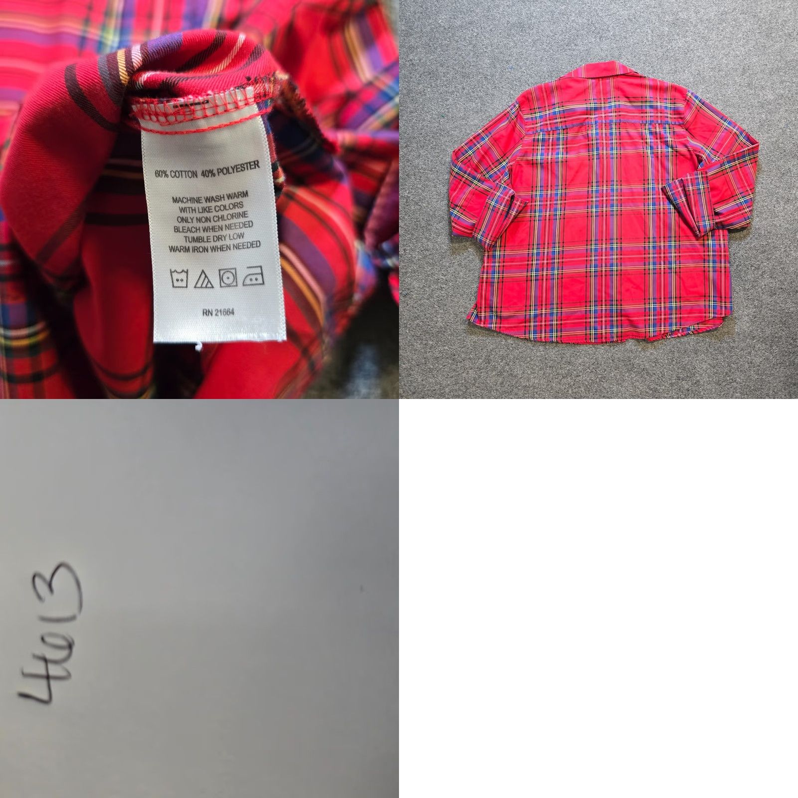 Vintage Foxcroft Top Womens Size 20W Red Plaid 3/4 Sleeve Button No Iron Career Holiday Shirt Women Size 3XL / US 20-22 - 8 Thumbnail